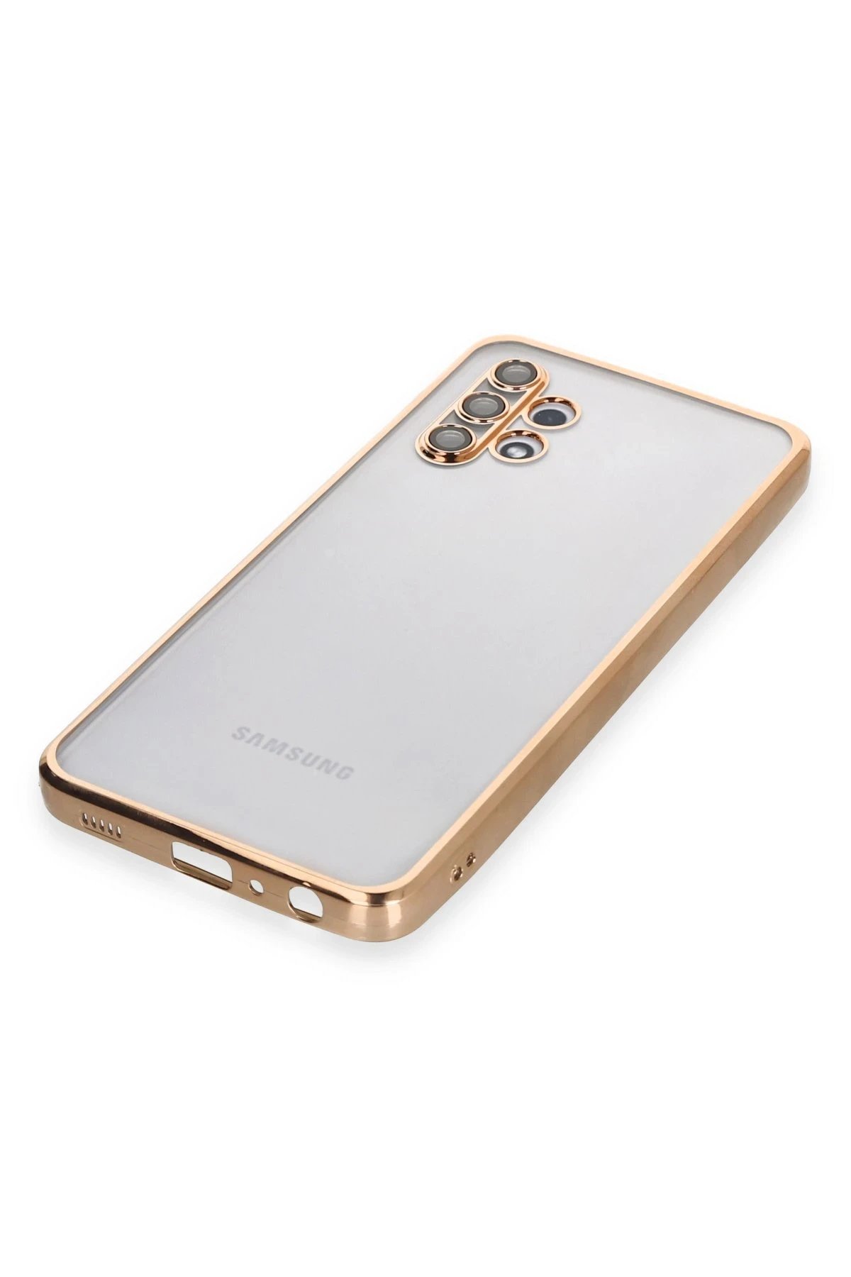 Newface Samsung Galaxy A32 Kılıf Razer Lensli Silikon - Gold