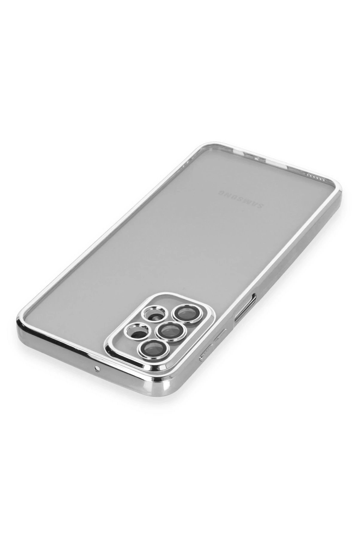 Newface Samsung Galaxy A23 4G Kılıf Razer Lensli Silikon - Gümüş