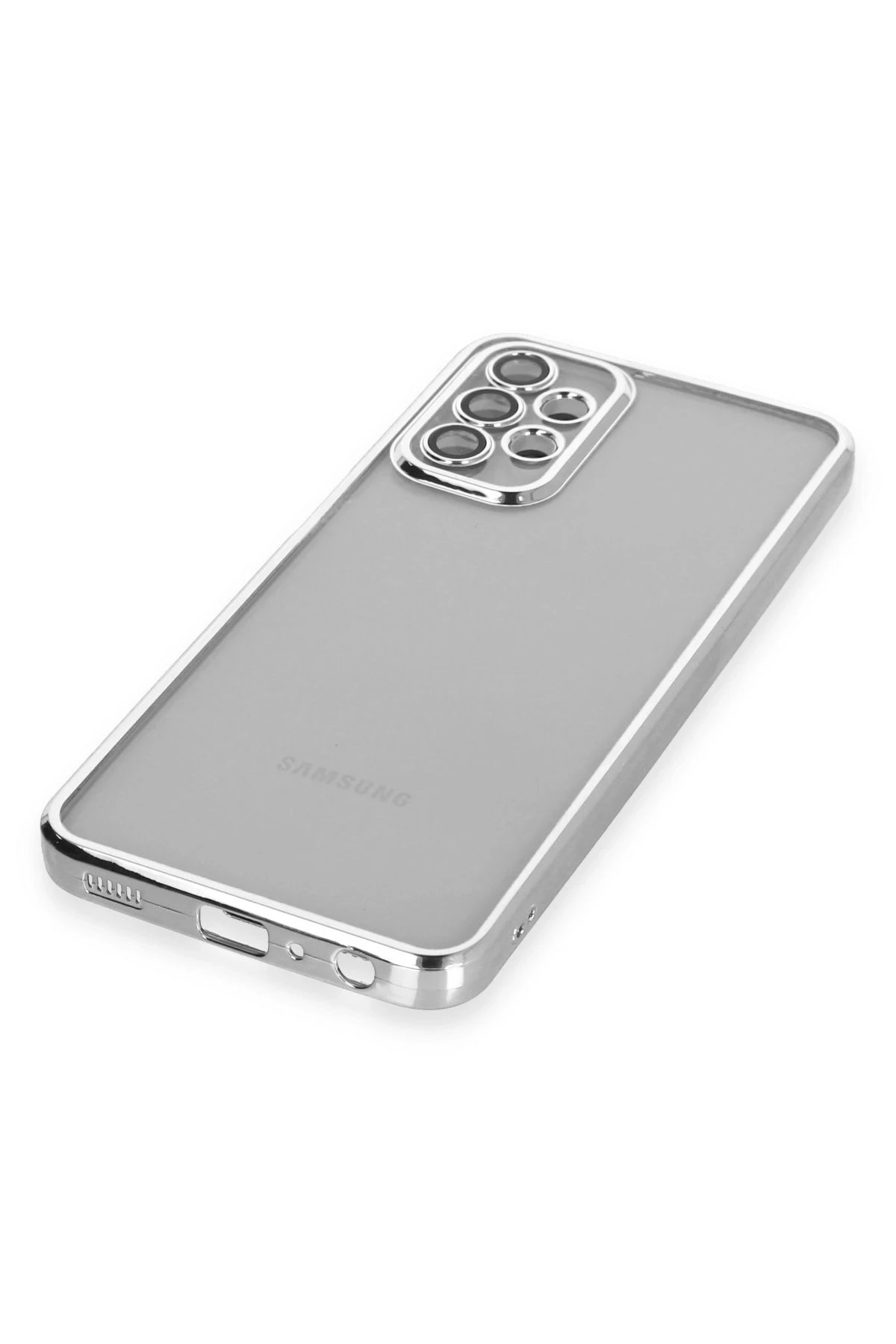 Newface Samsung Galaxy A23 4G Kılıf Razer Lensli Silikon - Gümüş