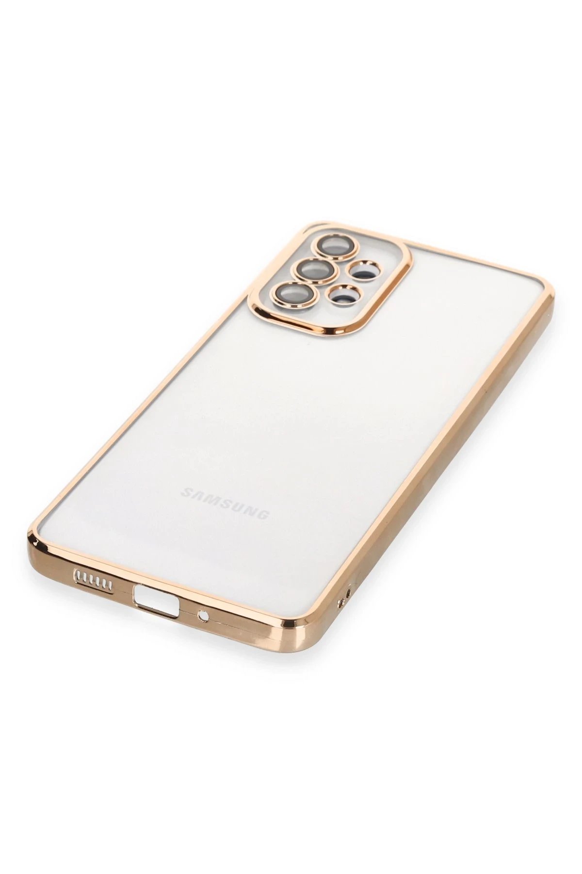 Newface Samsung Galaxy A73 5G Kılıf Razer Lensli Silikon - Gold