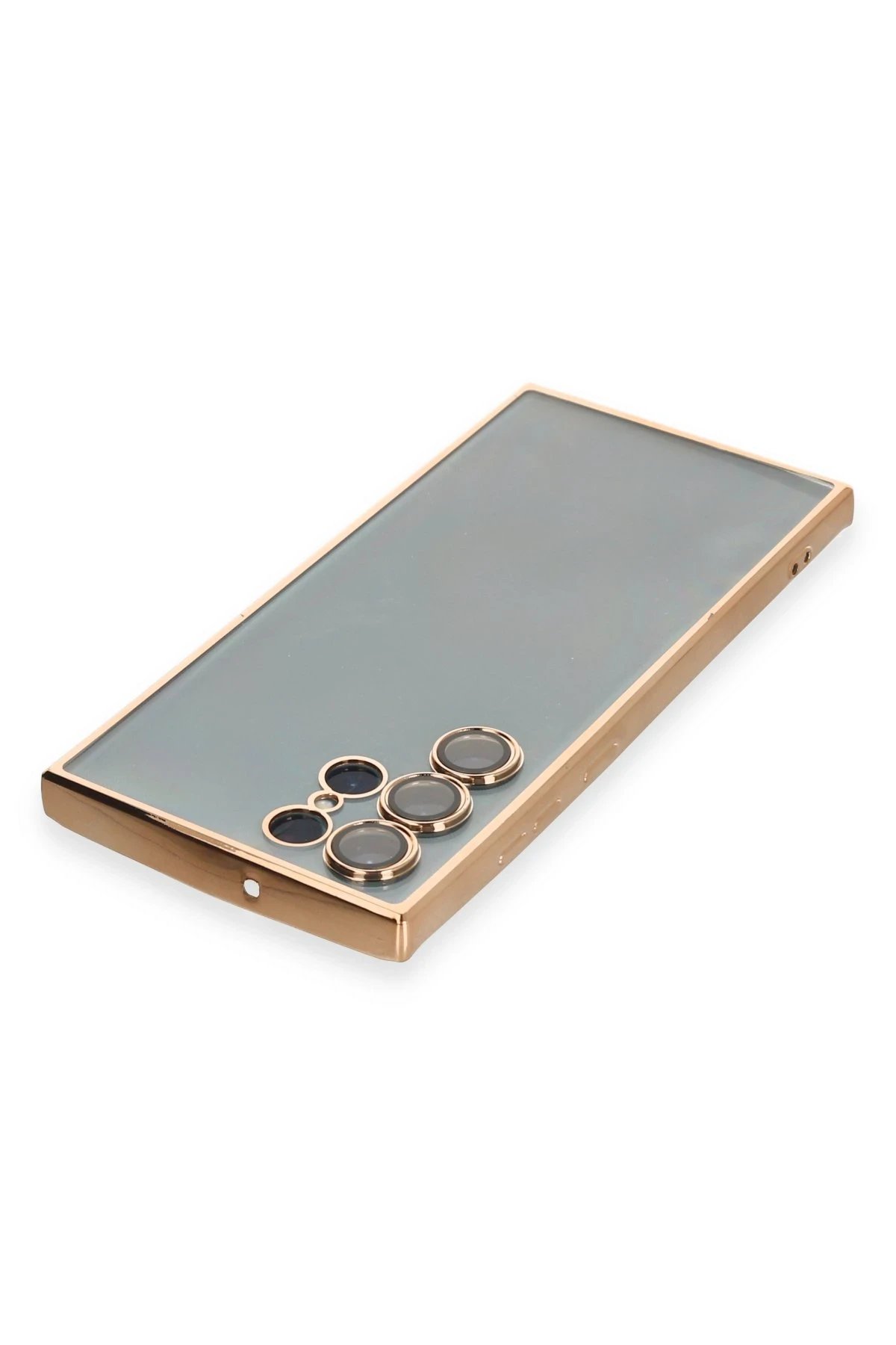 Newface Samsung Galaxy S22 Ultra Kılıf Razer Lensli Silikon - Gold