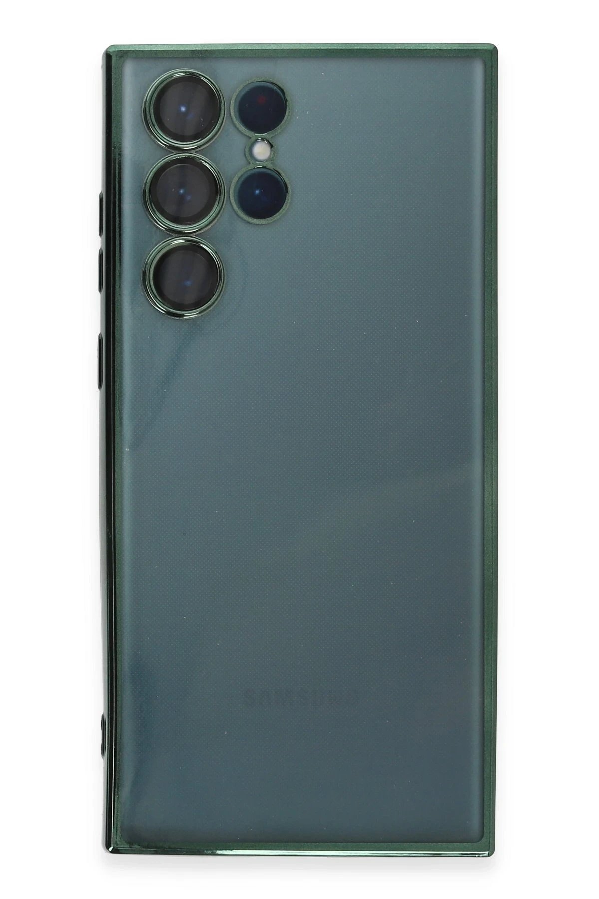 Newface Samsung Galaxy S22 Ultra Kılıf Razer Lensli Silikon - Yeşil