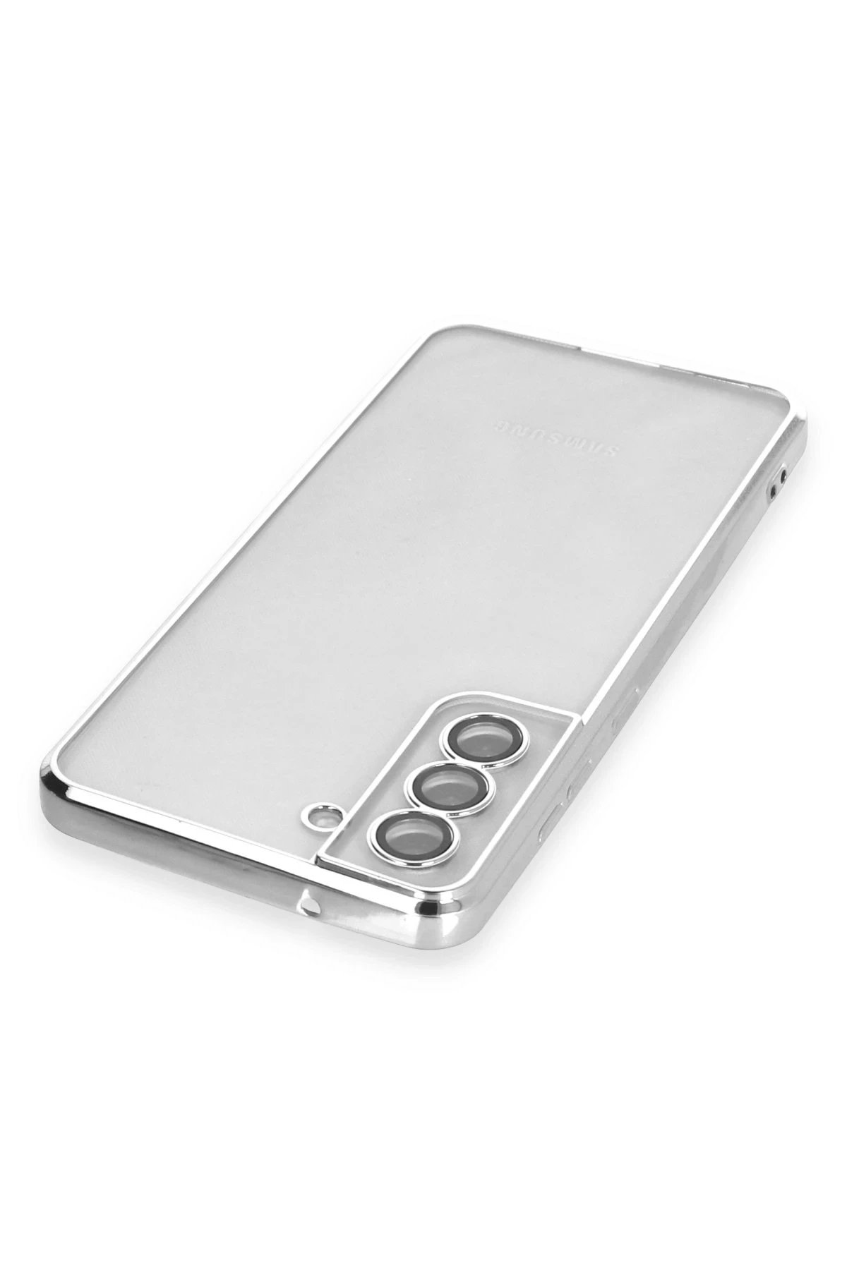 Newface Samsung Galaxy S21 FE Kılıf Razer Lensli Silikon - Gümüş