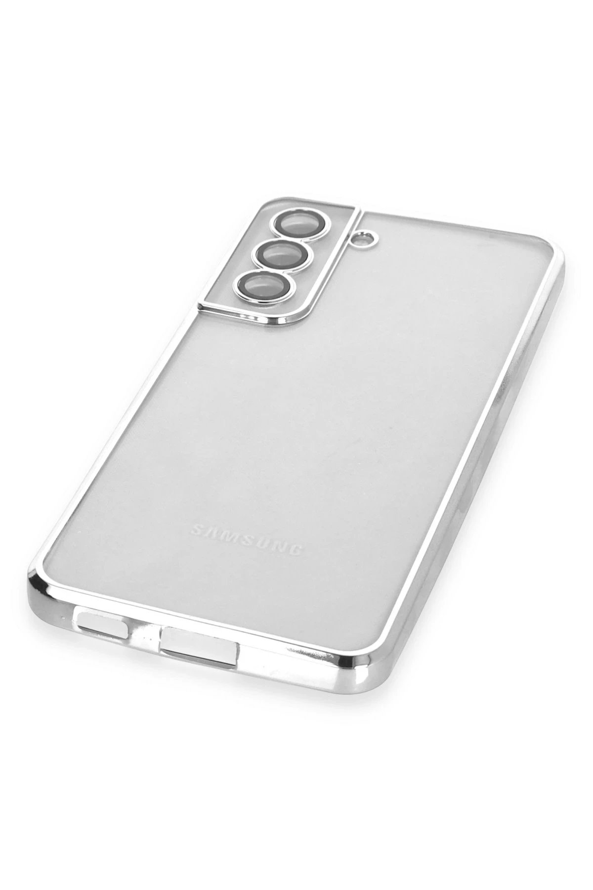 Newface Samsung Galaxy S21 FE Kılıf Razer Lensli Silikon - Gümüş