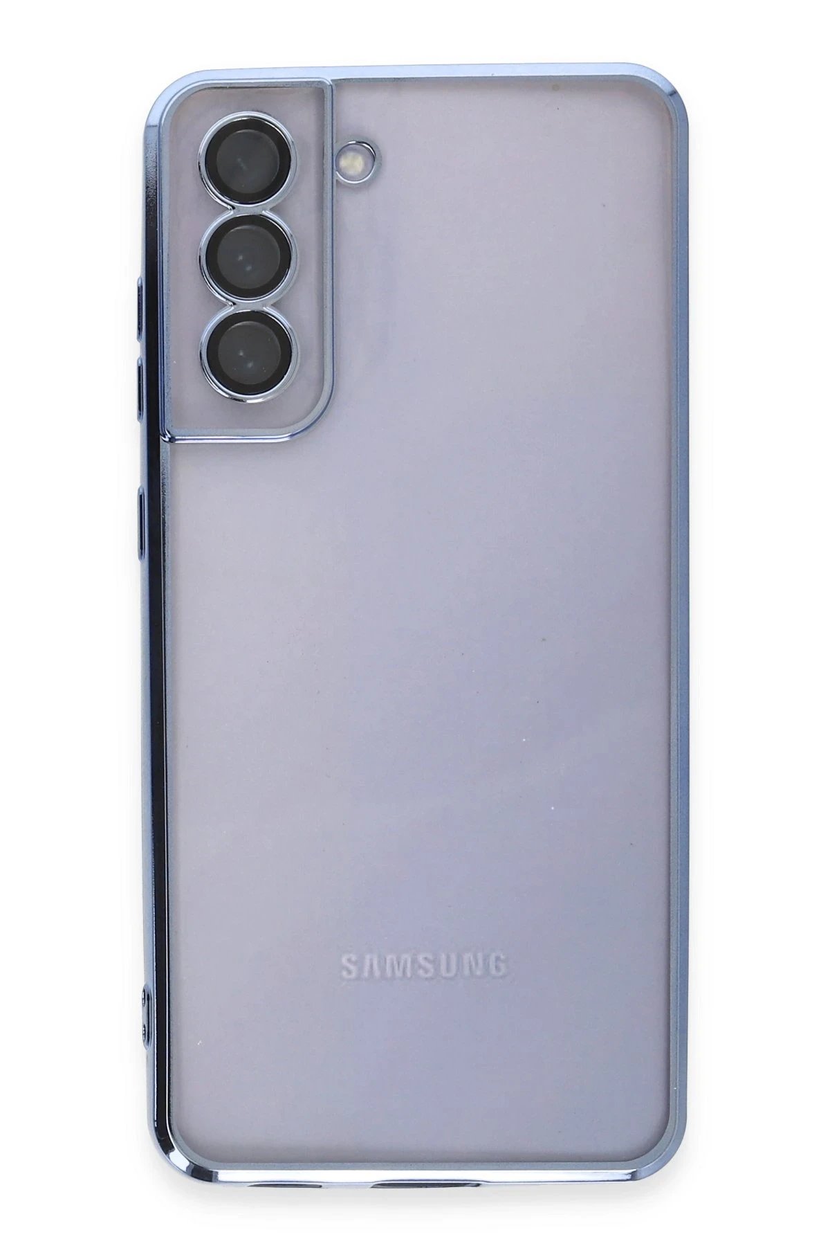 Newface Samsung Galaxy S21 FE Kılıf Razer Lensli Silikon - Açık Mavi