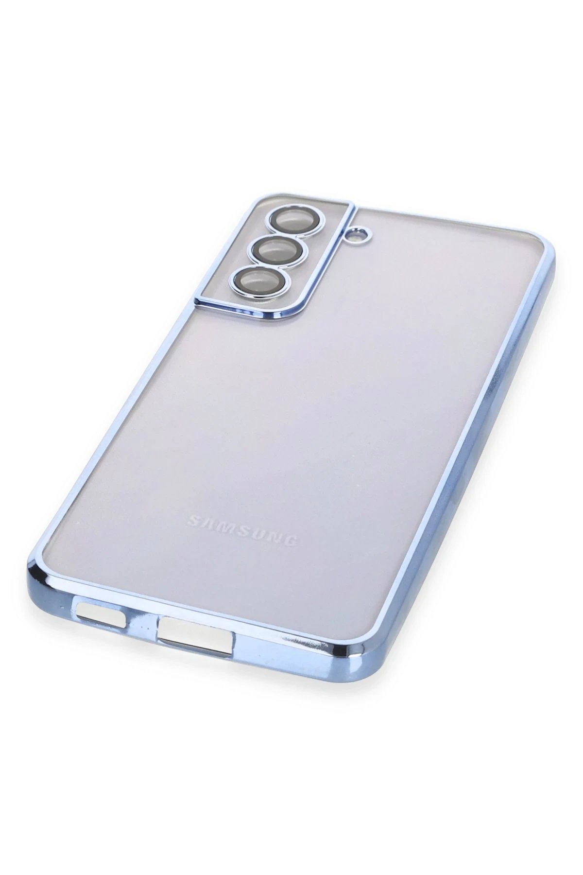 Newface Samsung Galaxy S21 FE Kılıf Razer Lensli Silikon - Açık Mavi