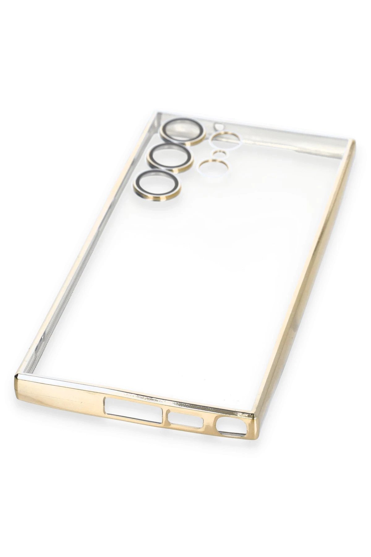 Newface Samsung Galaxy S23 Ultra Kılıf Razer Lensli Silikon - Gold