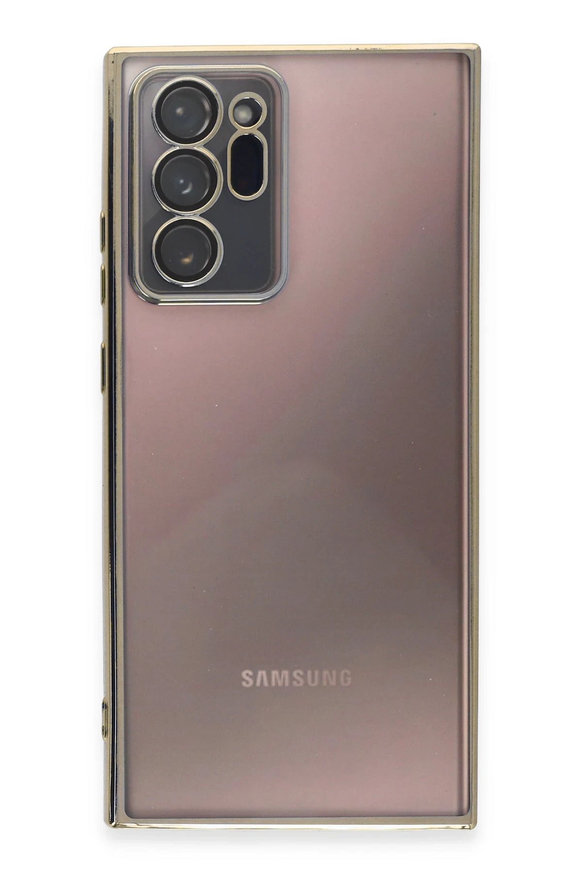 Newface Samsung Galaxy Note 20 Ultra Kılıf Razer Lensli Silikon - Gold