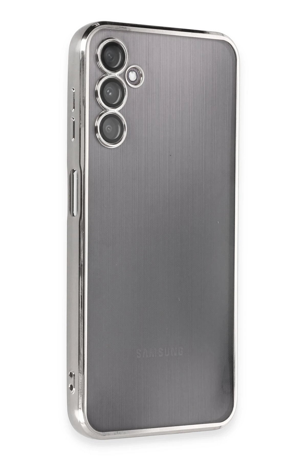 Newface Samsung Galaxy A14 4G Kılıf Razer Lensli Silikon - Gümüş