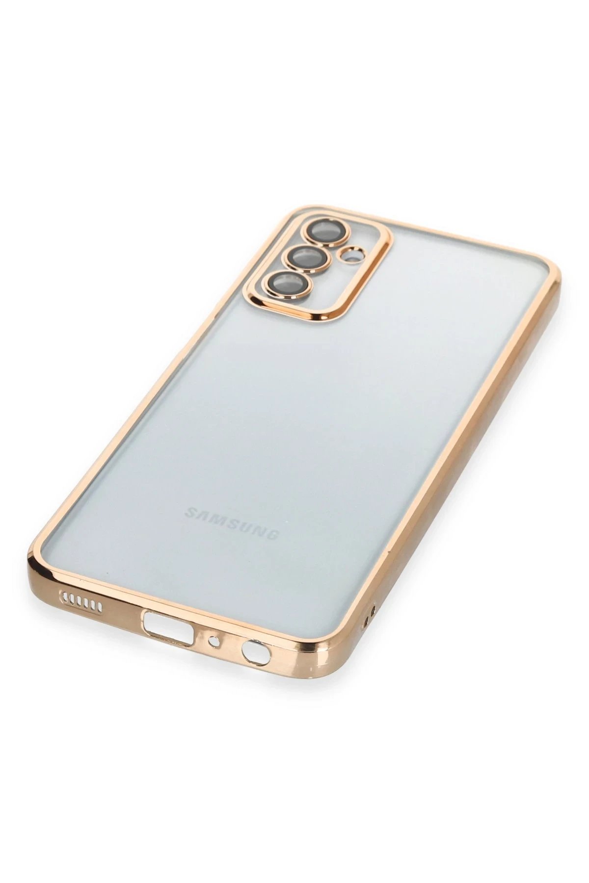 Newface Samsung Galaxy M23 Kılıf Razer Lensli Silikon - Gold