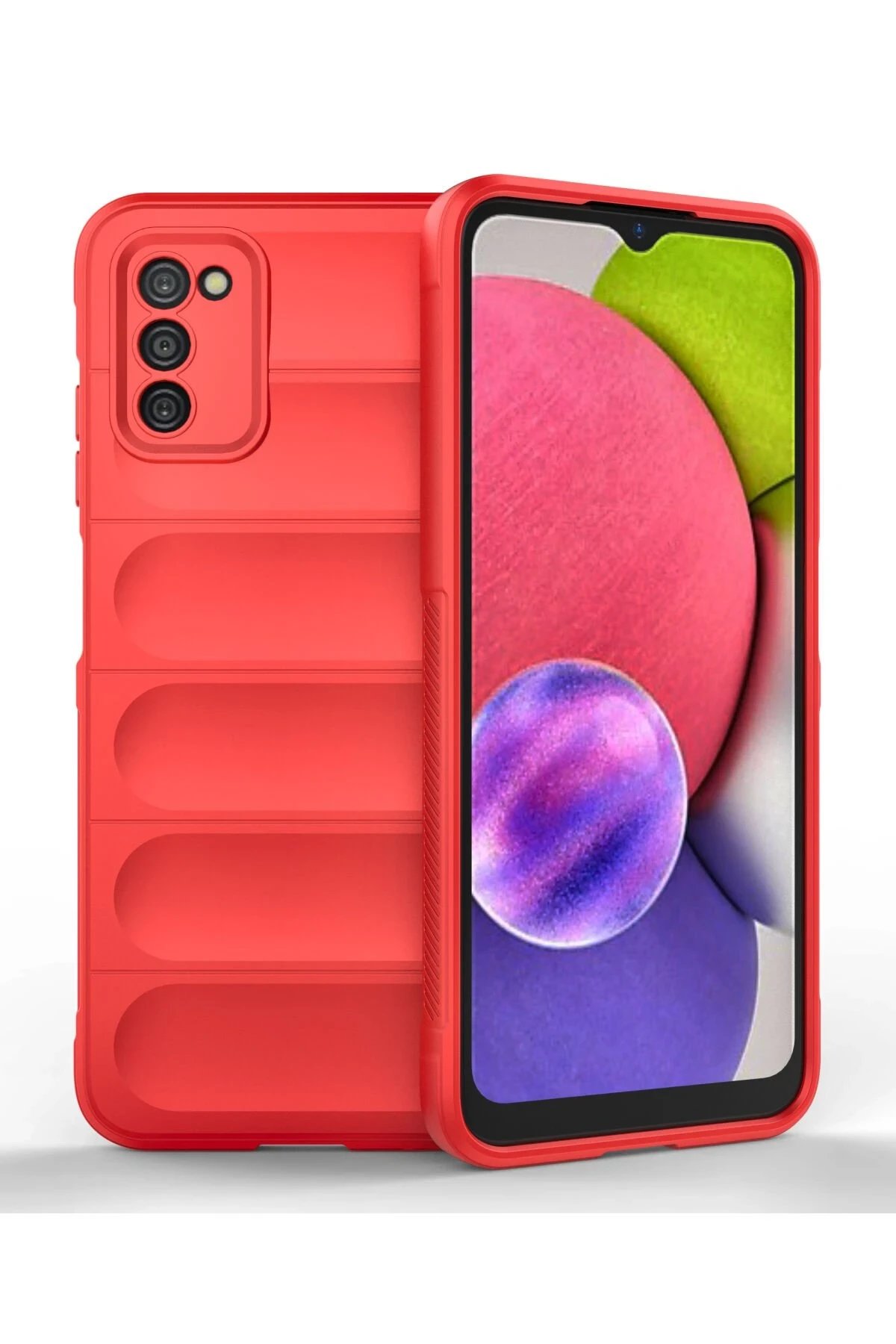 Newface Samsung Galaxy A03S Kılıf Optimum Silikon - Kırmızı