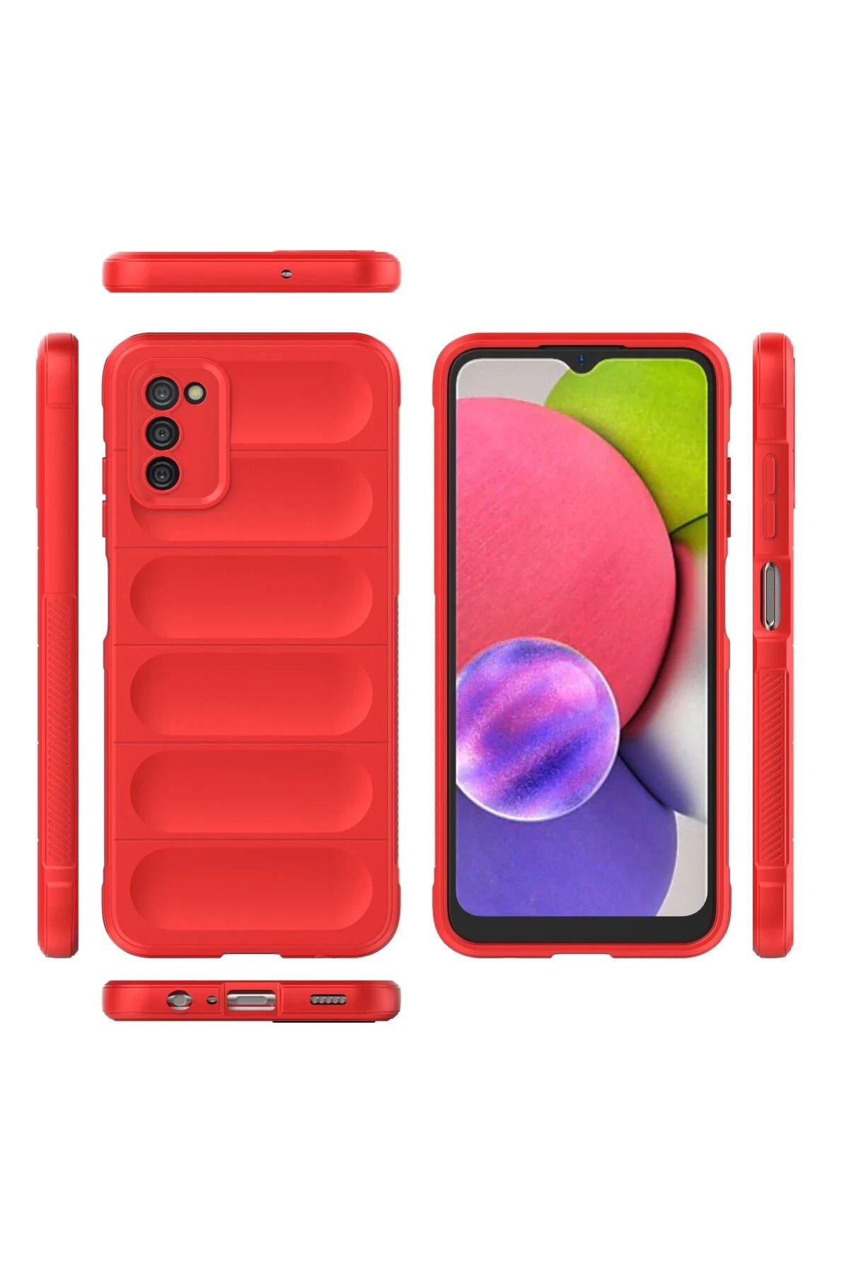 Newface Samsung Galaxy A03S Kılıf Optimum Silikon - Kırmızı