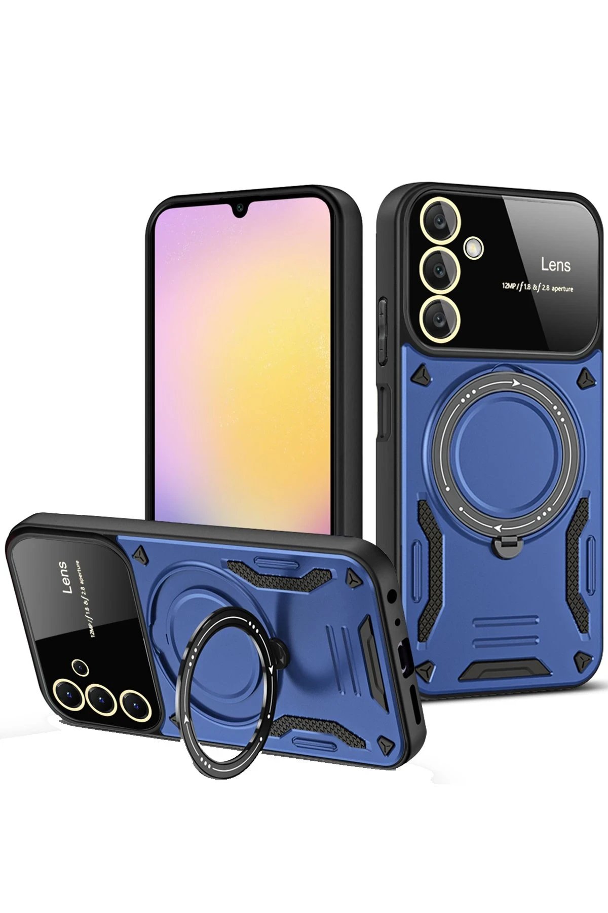 Newface Samsung Galaxy A35 5G Kılıf Joy Lens Standlı Kapak - Lacivert