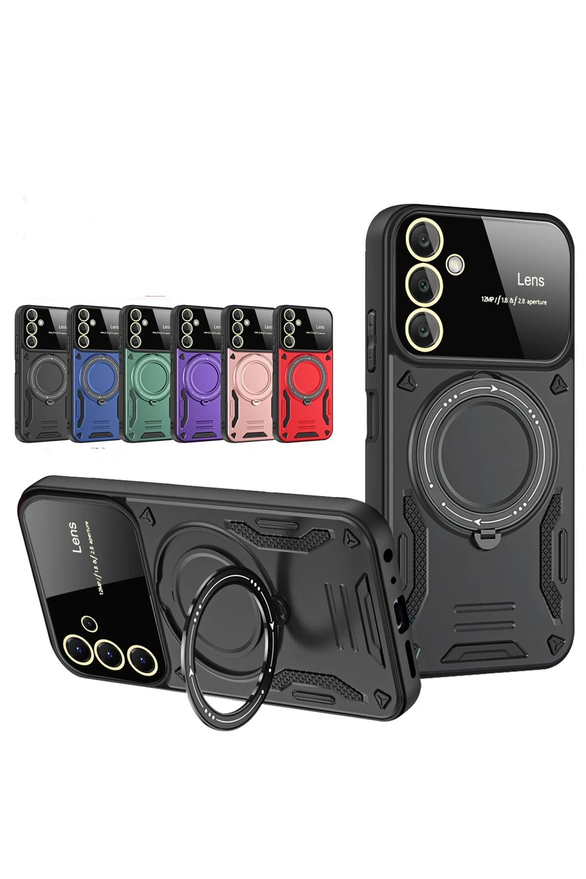 Newface Samsung Galaxy S25 Plus Kılıf Joy Lens Standlı Kapak - Siyah