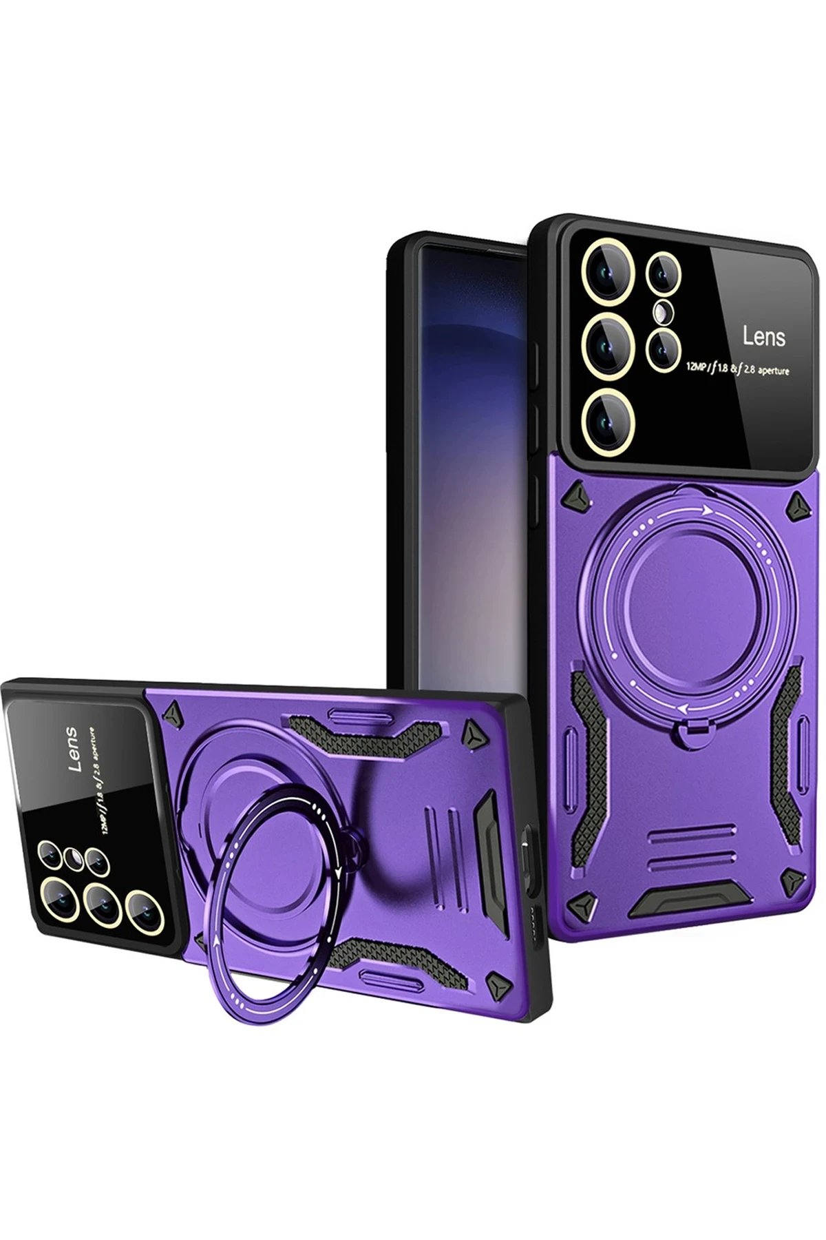 Newface Samsung Galaxy S25 Ultra Kılıf Joy Lens Standlı Kapak - Mor