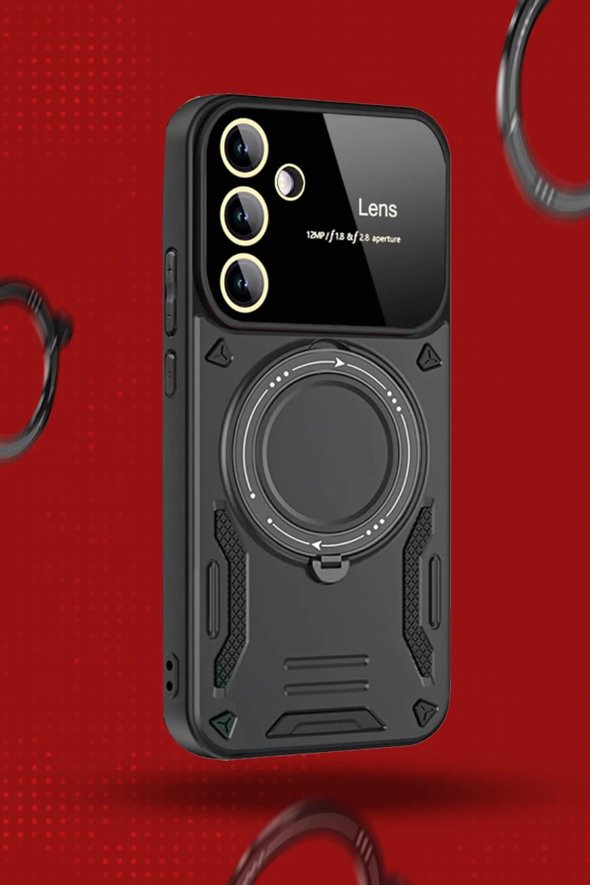 Newface Samsung Galaxy S24 FE Kılıf Joy Lens Standlı Kapak - Siyah