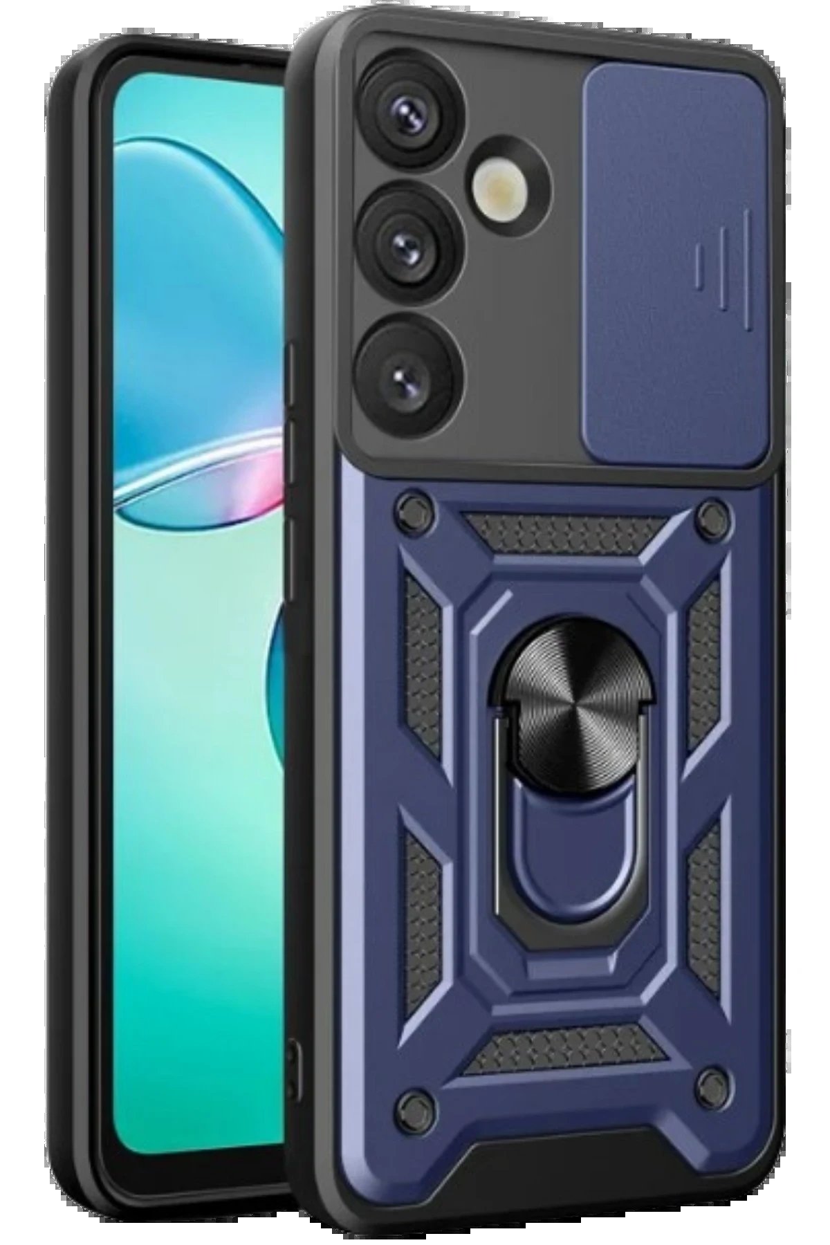 Newface Samsung Galaxy S25 Kılıf Pars Lens Yüzüklü Silikon - Lacivert