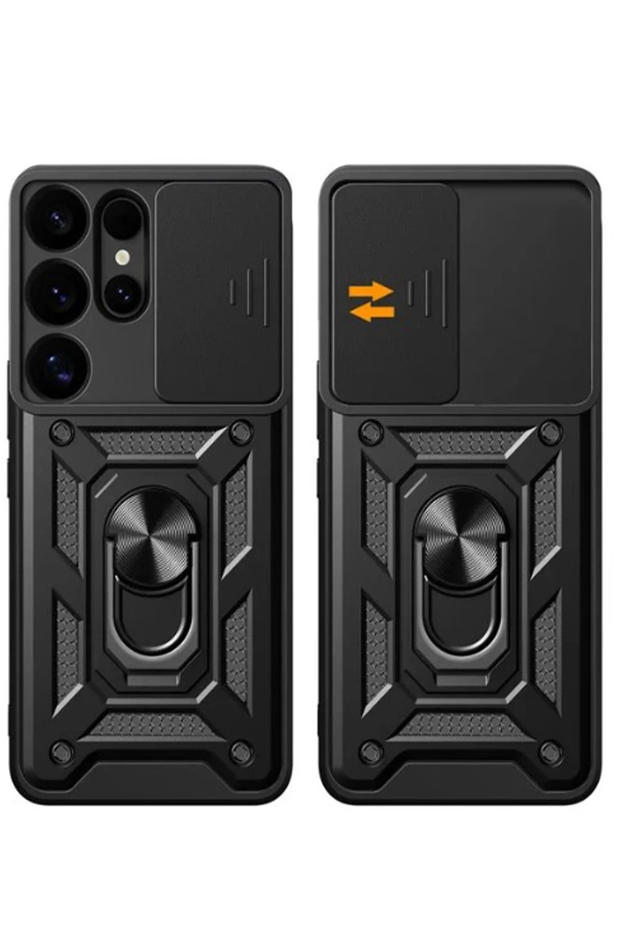 Newface Samsung Galaxy S25 Ultra Kılıf Pars Lens Yüzüklü Silikon - Siyah