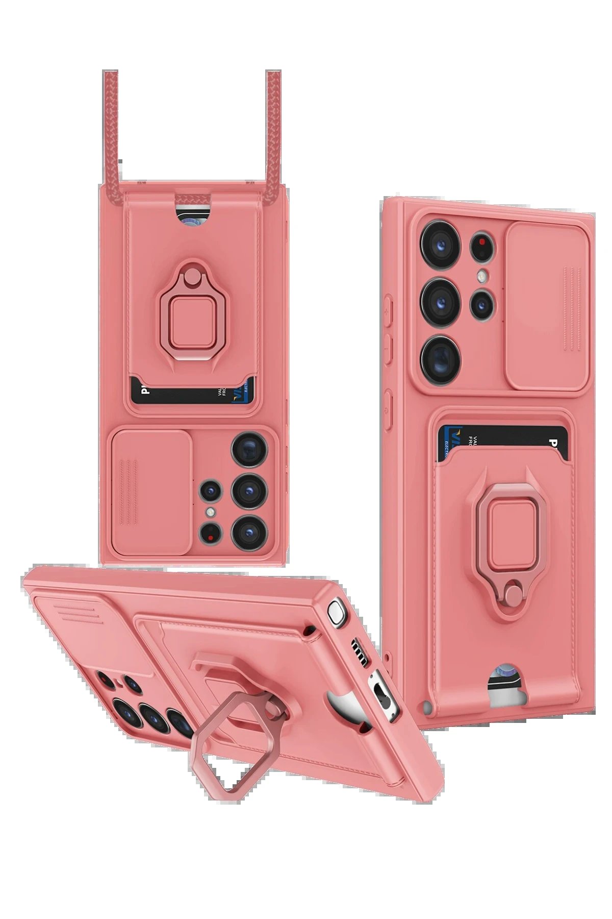 Newface Samsung Galaxy S25 Ultra Kılıf Zuma Kartvizitli Yüzüklü Silikon - Pembe