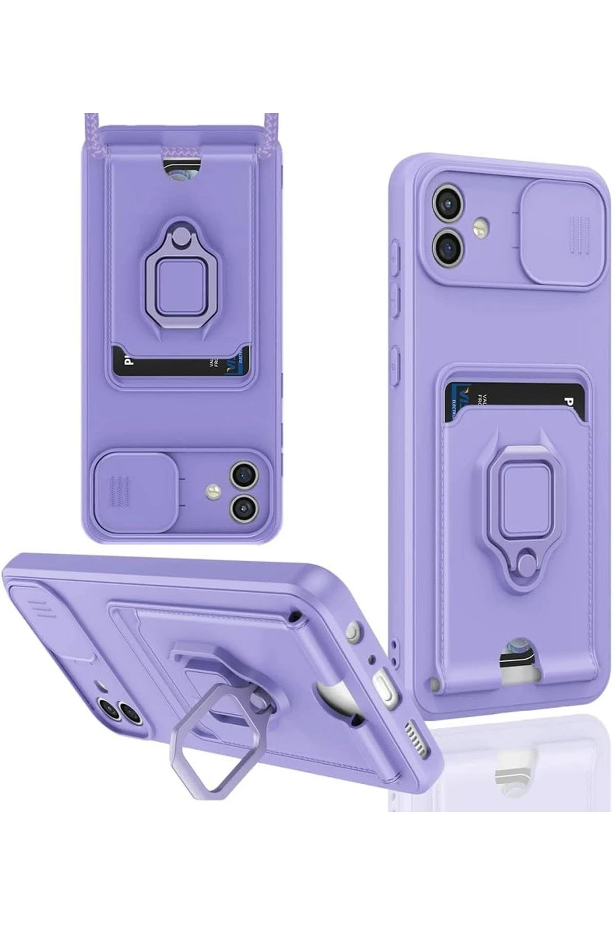 Newface Samsung Galaxy A06 Kılıf Zuma Kartvizitli Yüzüklü Silikon - Lila