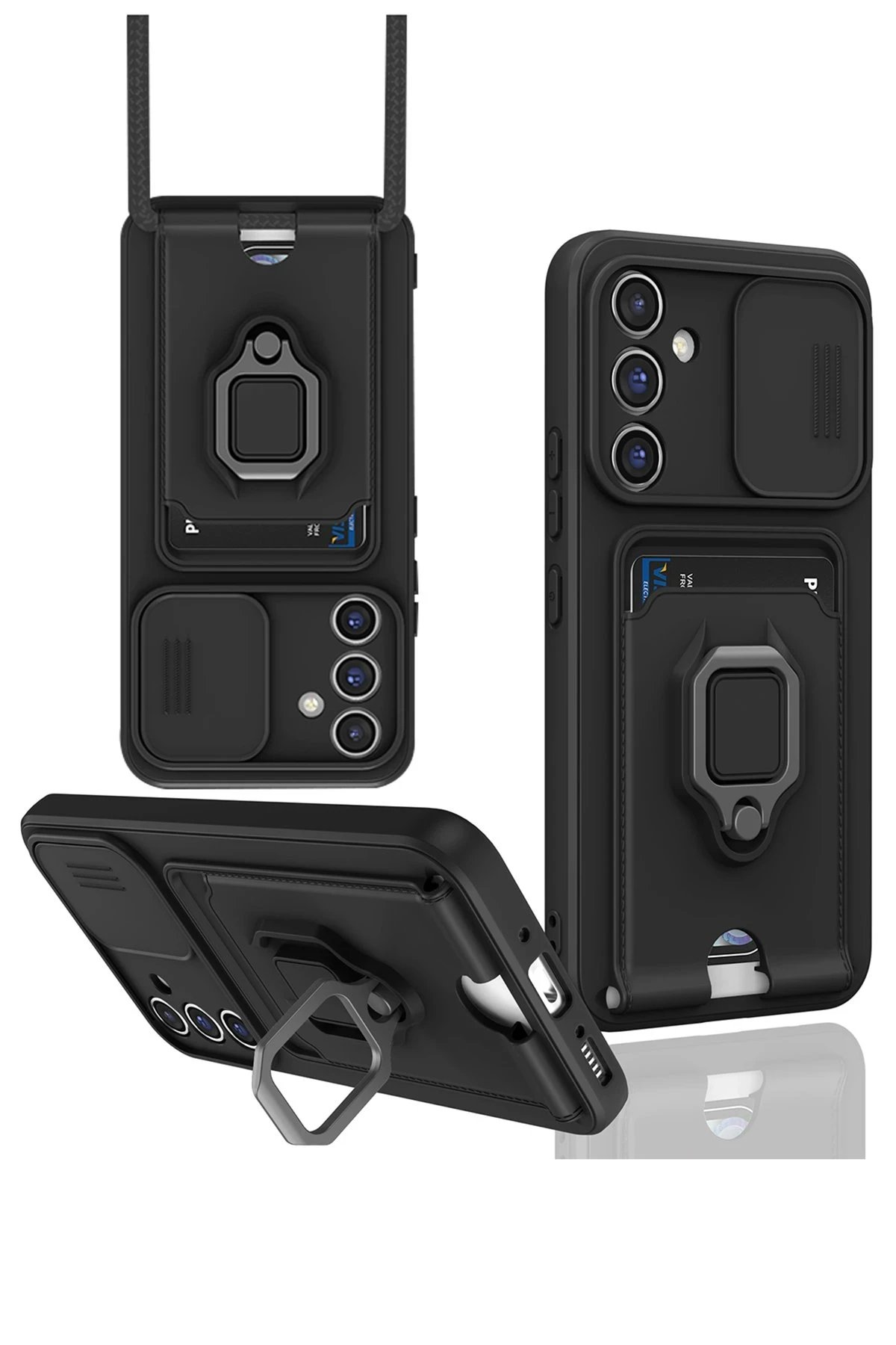 Newface Samsung Galaxy A26 Kılıf Zuma Kartvizitli Yüzüklü Silikon - Siyah