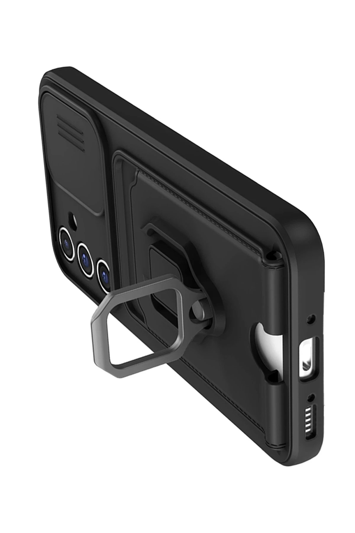 Newface Samsung Galaxy A26 Kılıf Zuma Kartvizitli Yüzüklü Silikon - Siyah