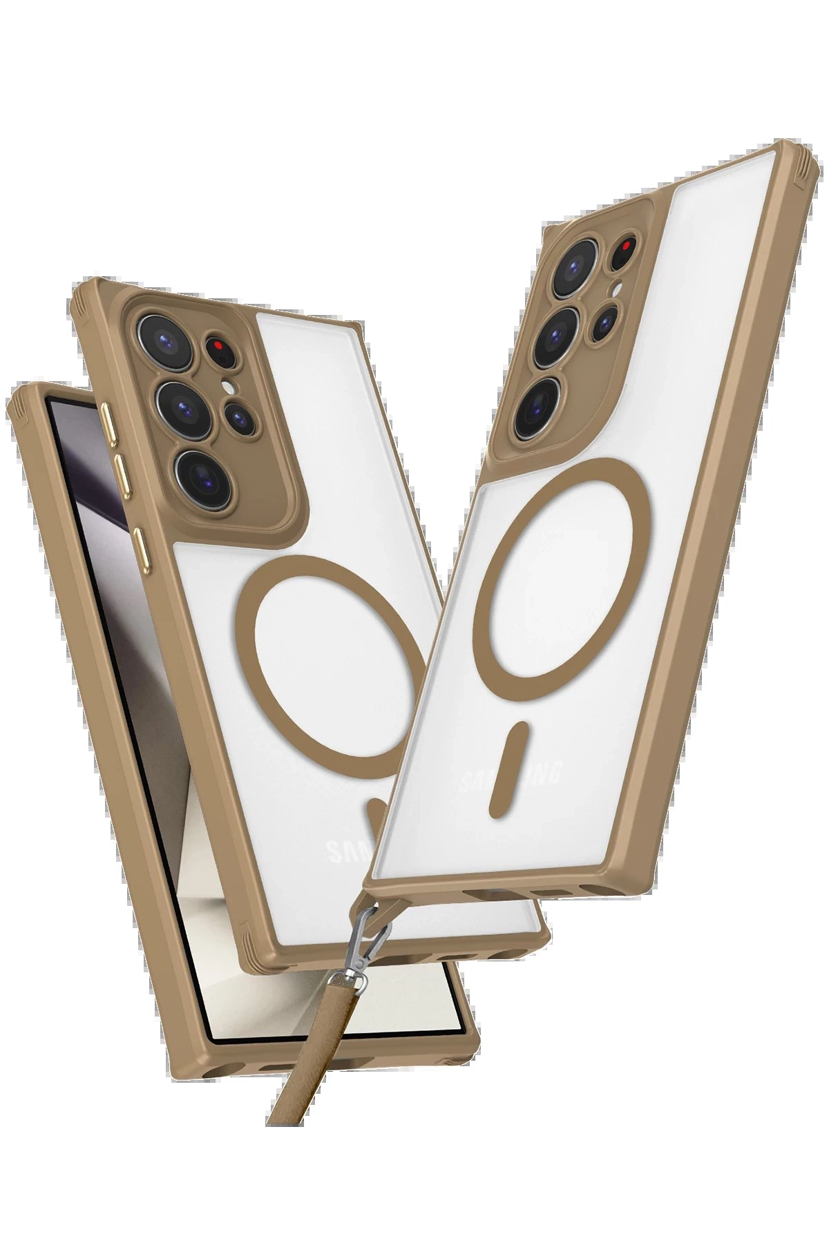 Newface Samsung Galaxy S23 Ultra Kılıf Enka Magsafe Silikon Kılıf - Desert