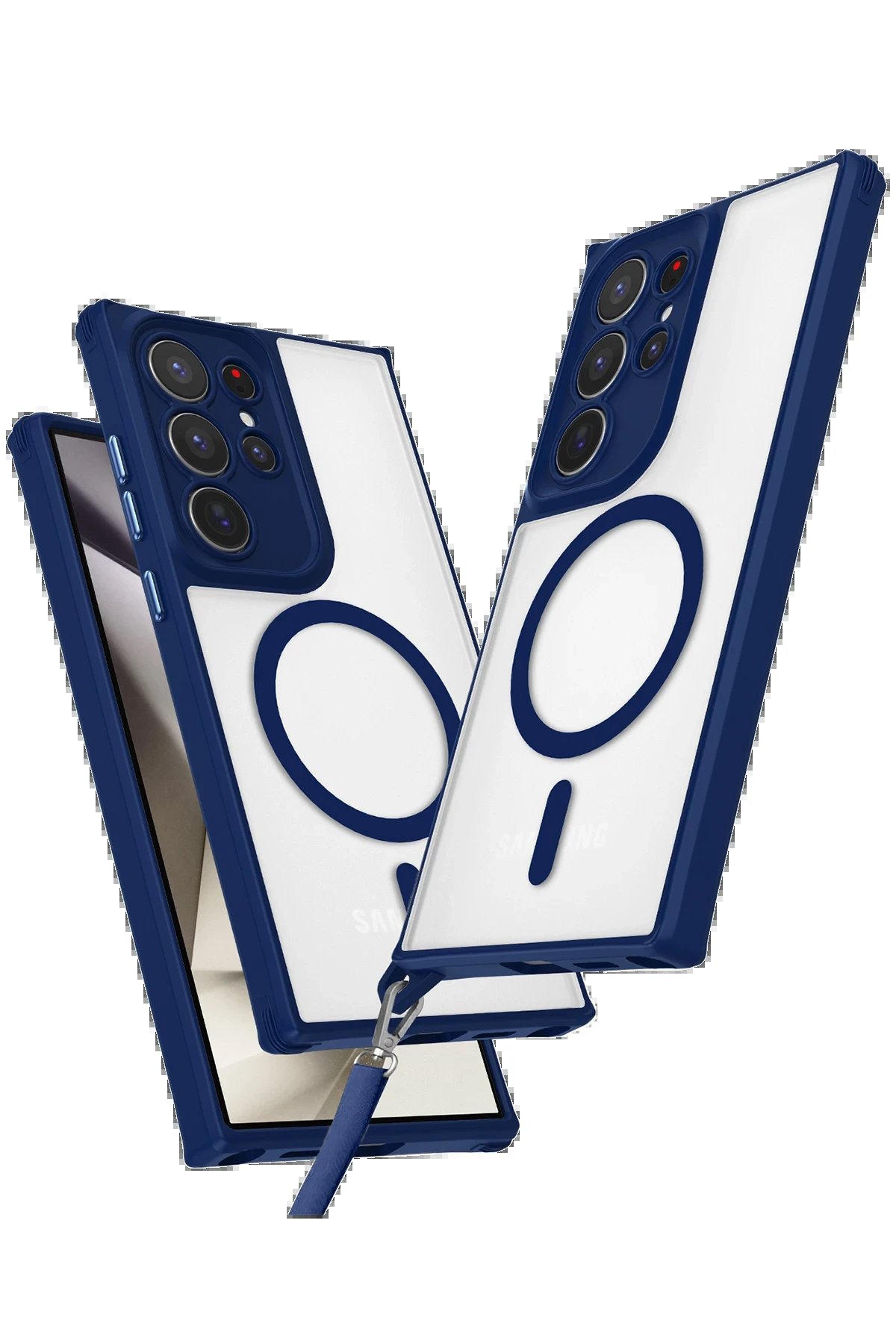 Newface Samsung Galaxy S23 Ultra Kılıf Enka Magsafe Silikon Kılıf - Lacivert