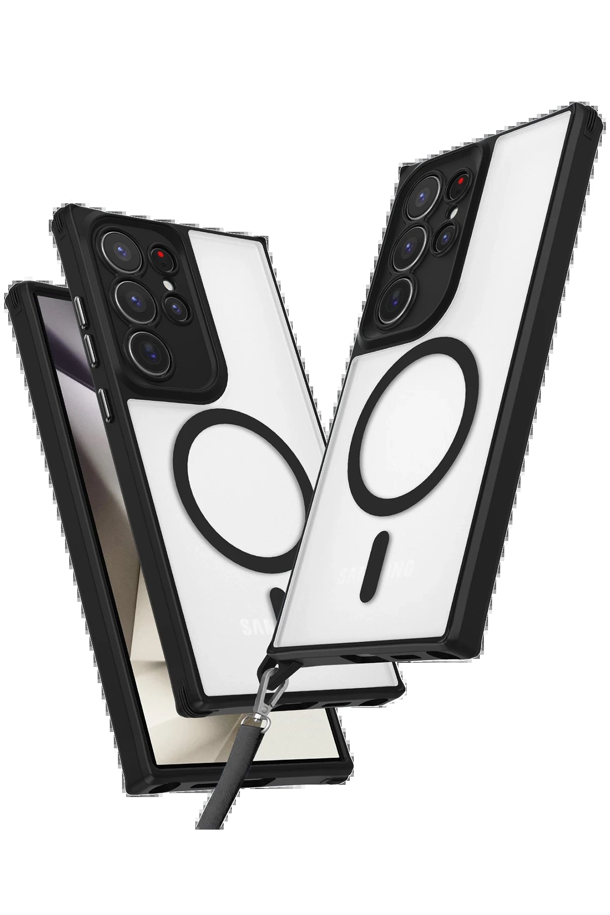 Newface Samsung Galaxy S24 Ultra Kılıf Enka Magsafe Silikon Kılıf - Siyah