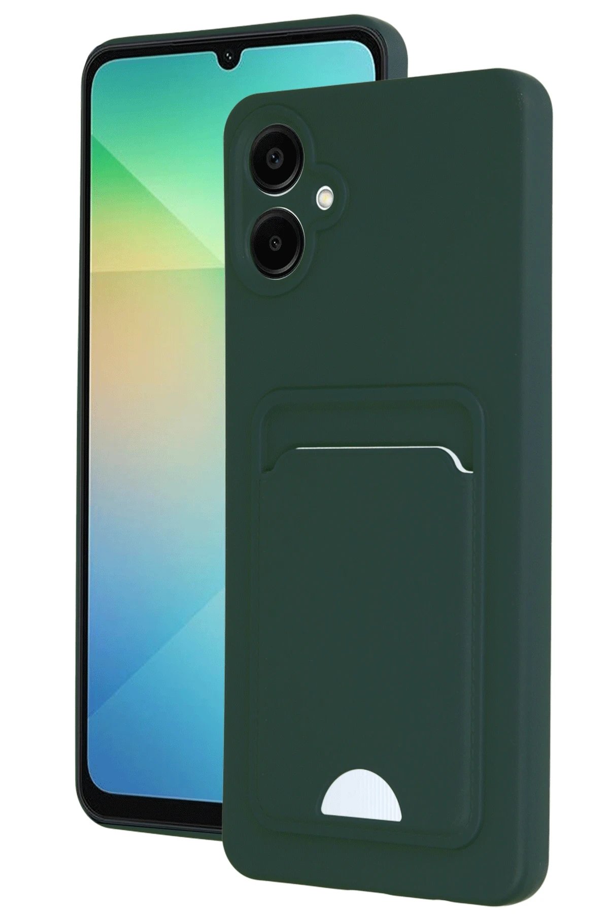 Newface Samsung Galaxy A06 Kılıf Kelvin Kartvizitli Silikon - Koyu Yeşil