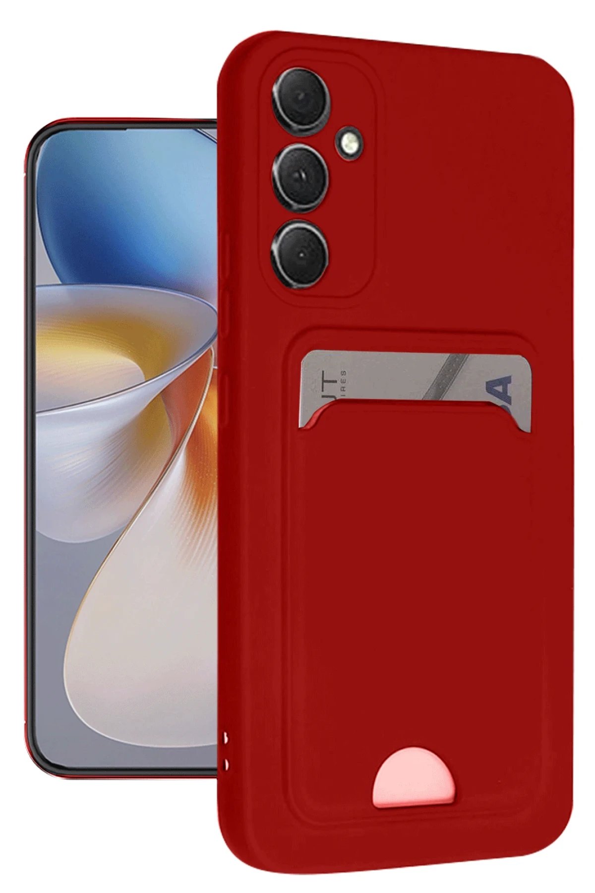 Newface Samsung Galaxy A16 5G Kılıf Kelvin Kartvizitli Silikon - Kırmızı