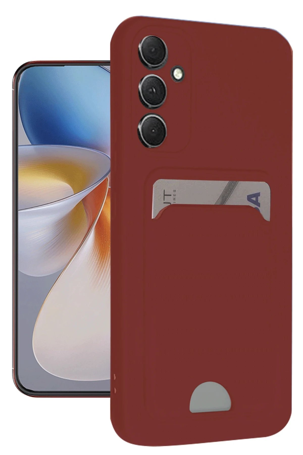 Newface Samsung Galaxy A16 5G Kılıf Kelvin Kartvizitli Silikon - Bordo