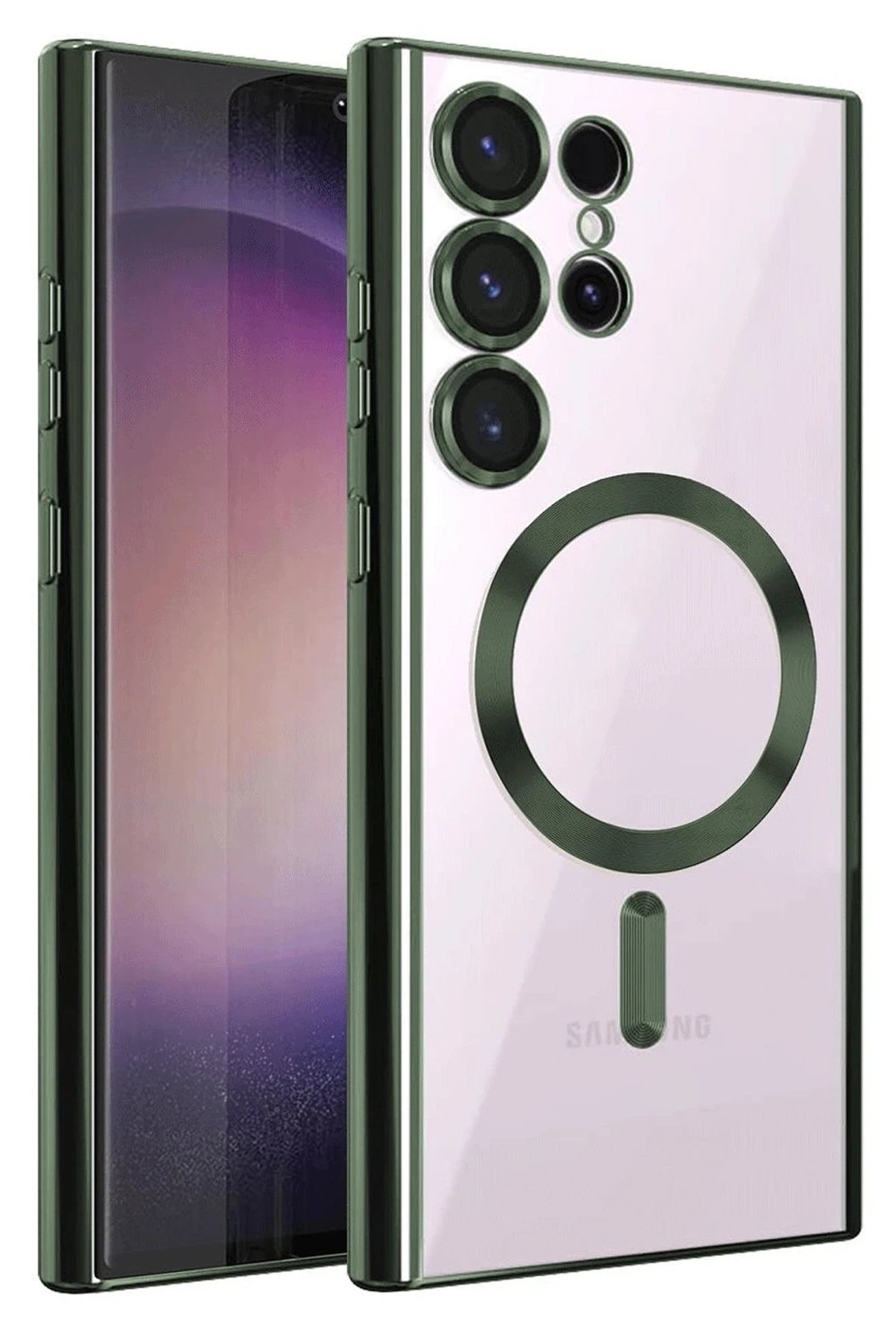 Newface Samsung Galaxy S25 Ultra Kılıf Kross Magneticsafe Kapak - Koyu Yeşil