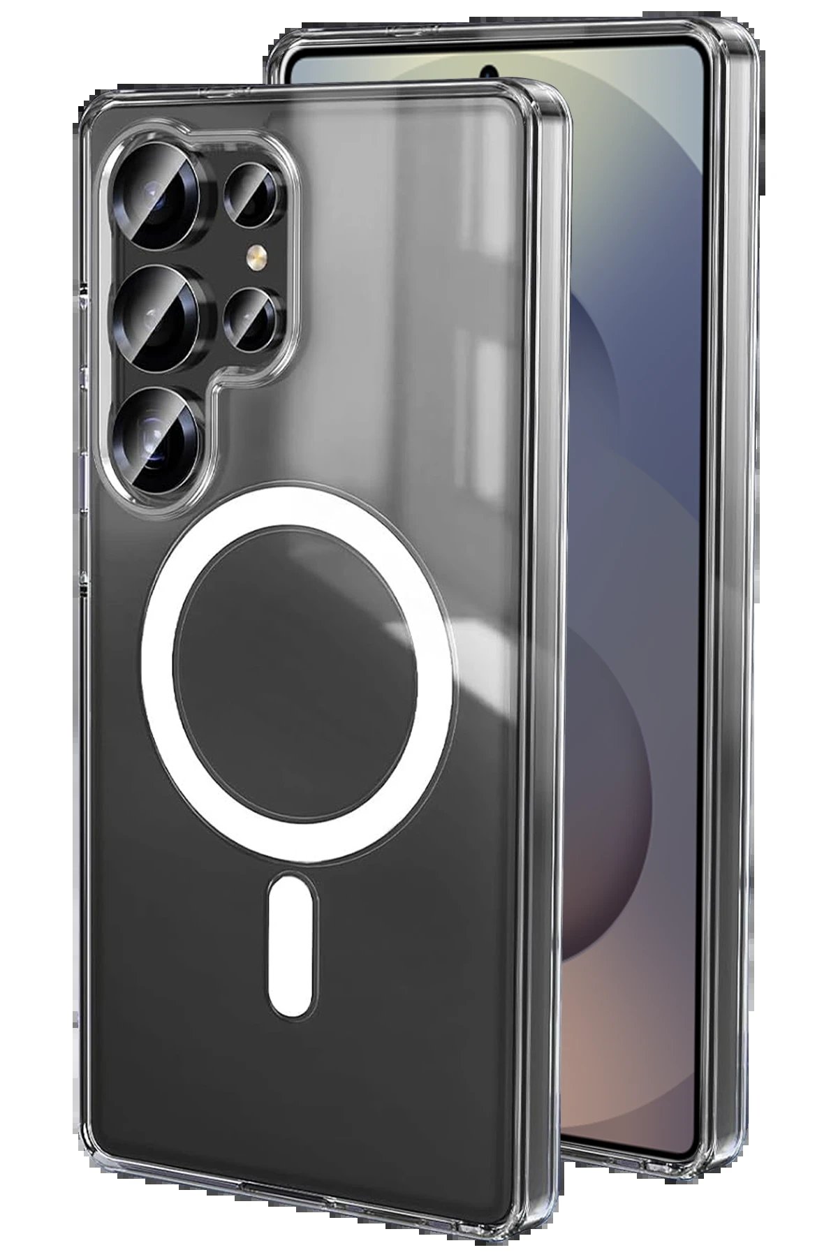 Newface Samsung Galaxy S25 Ultra Kılıf Magneticsafe Şeffaf Silikon - Şeffaf