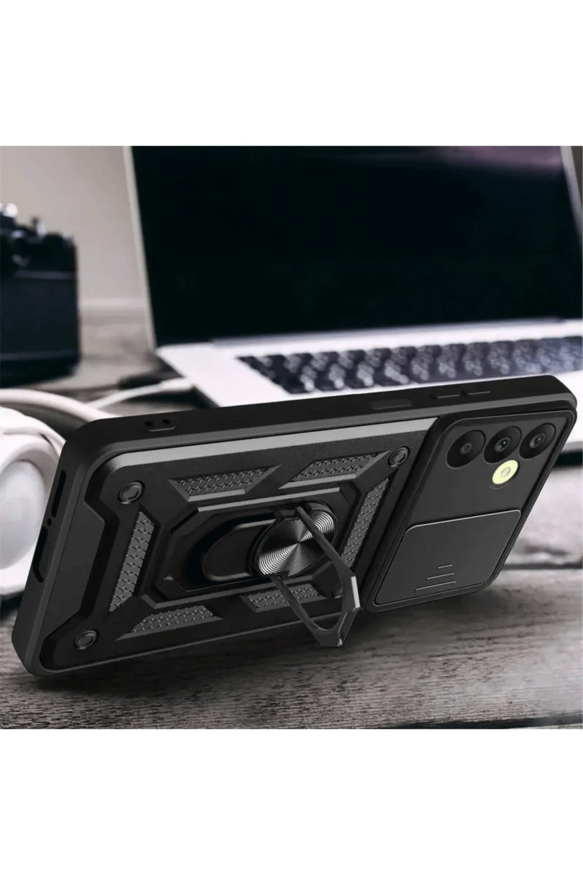 Newface Samsung Galaxy S24 FE Pars Lens Yüzüklü Silikon - Siyah