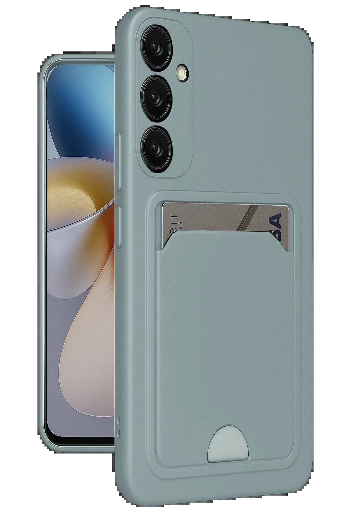 Newface Samsung Galaxy A56 Kılıf Kelvin Kartvizitli Silikon - Açık Yeşil