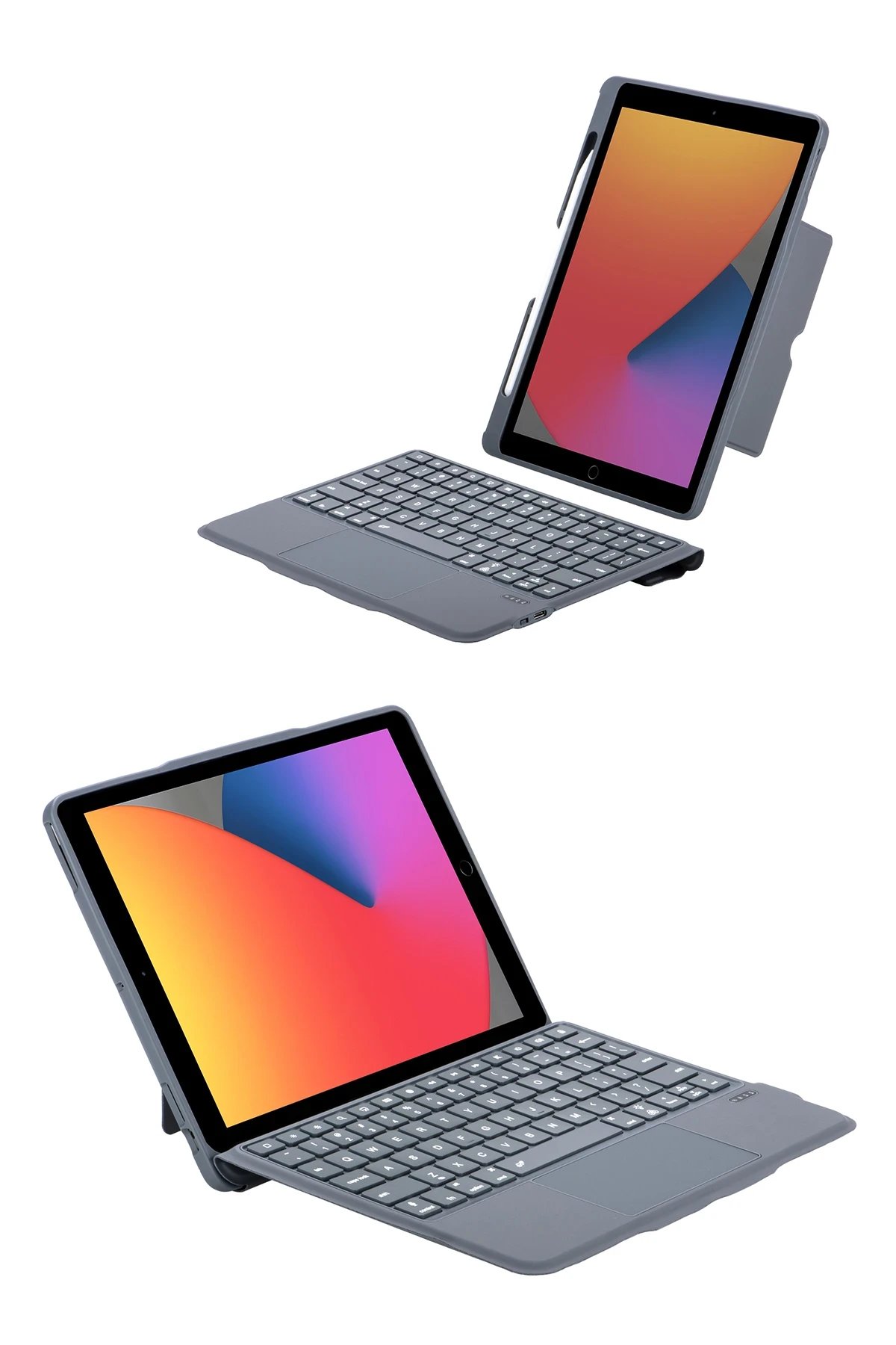 Newface T5506D iPad 10.2 (9.Nesil) Kılıf Palermo Ledli Klavyeli Standlı Tablet Kılıfı - Siyah