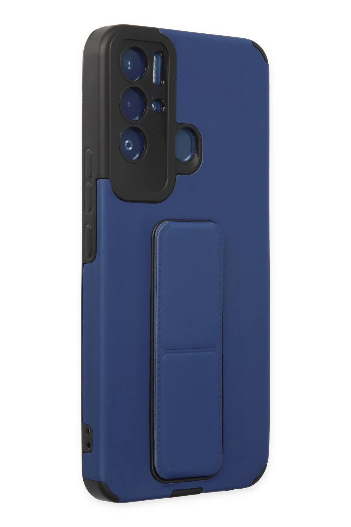 Newface Tecno Pova Neo Kılıf Mega Standlı Silikon - Mavi