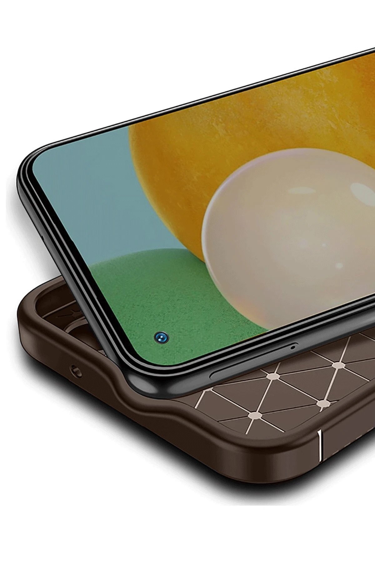 Newface Tecno Spark 30 Kılıf Auto Focus Karbon Kapak - Kahverengi