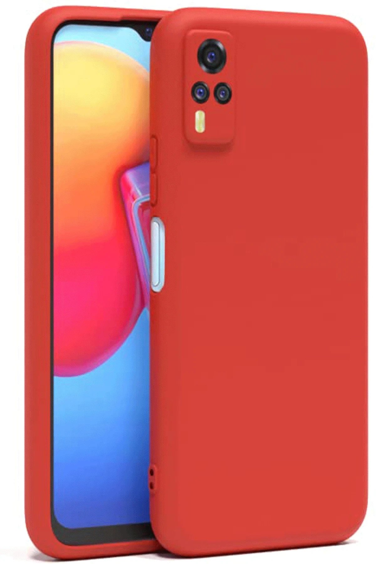 Newface Vivo Y53S Kılıf Nano içi Kadife Silikon - Kırmızı