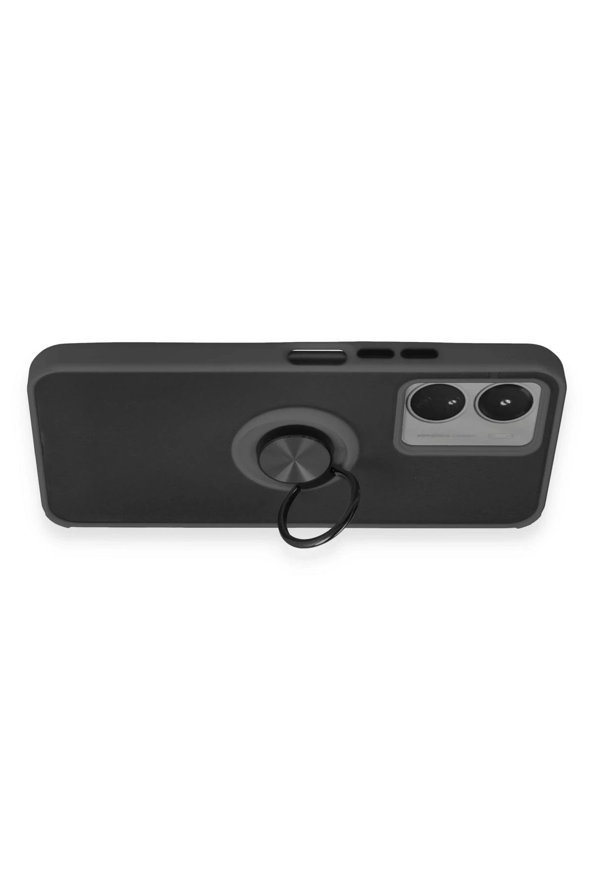 Newface Vivo Y16 Kılıf Montreal Yüzüklü Silikon Kapak - Siyah