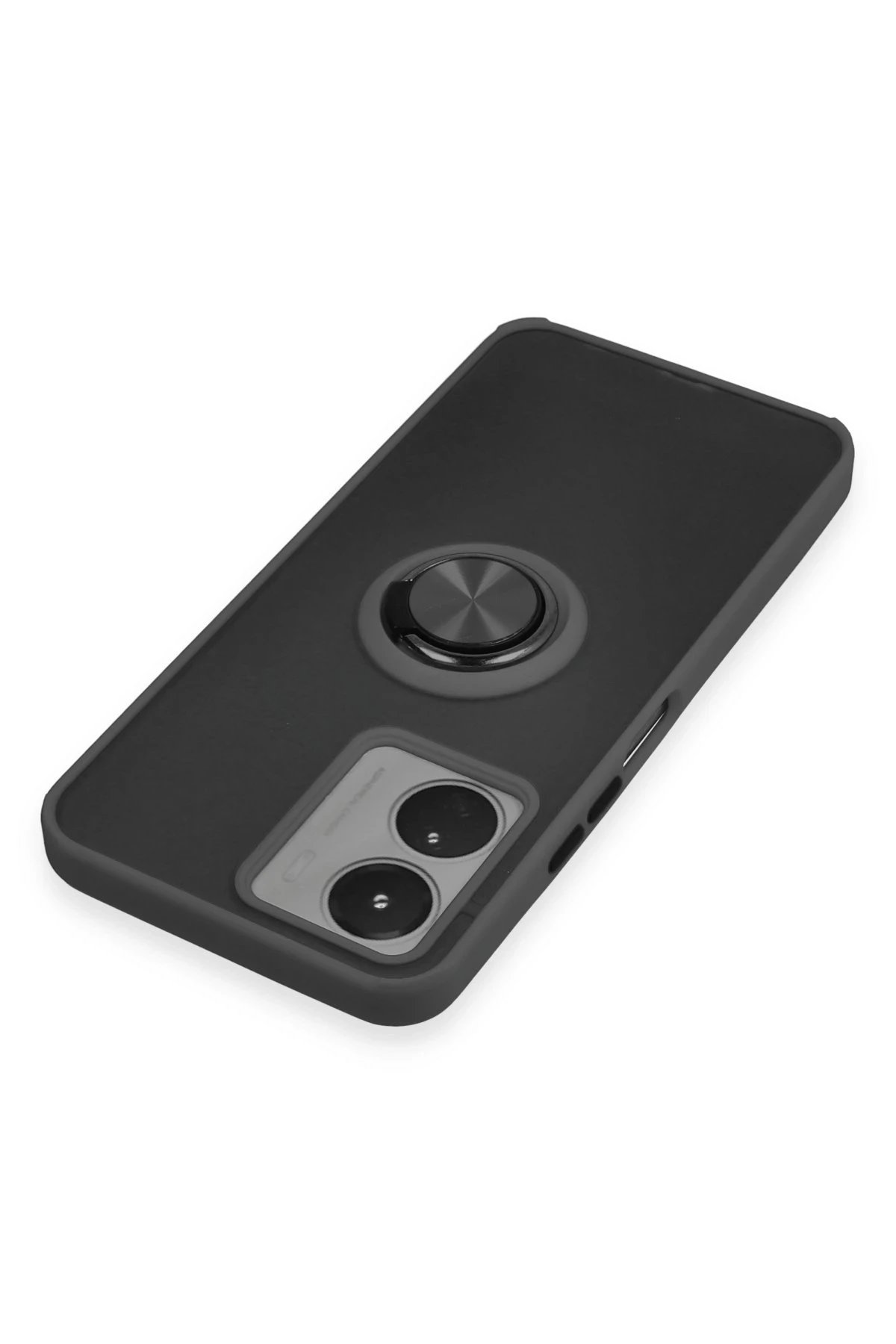 Newface Vivo Y16 Kılıf Montreal Yüzüklü Silikon Kapak - Siyah