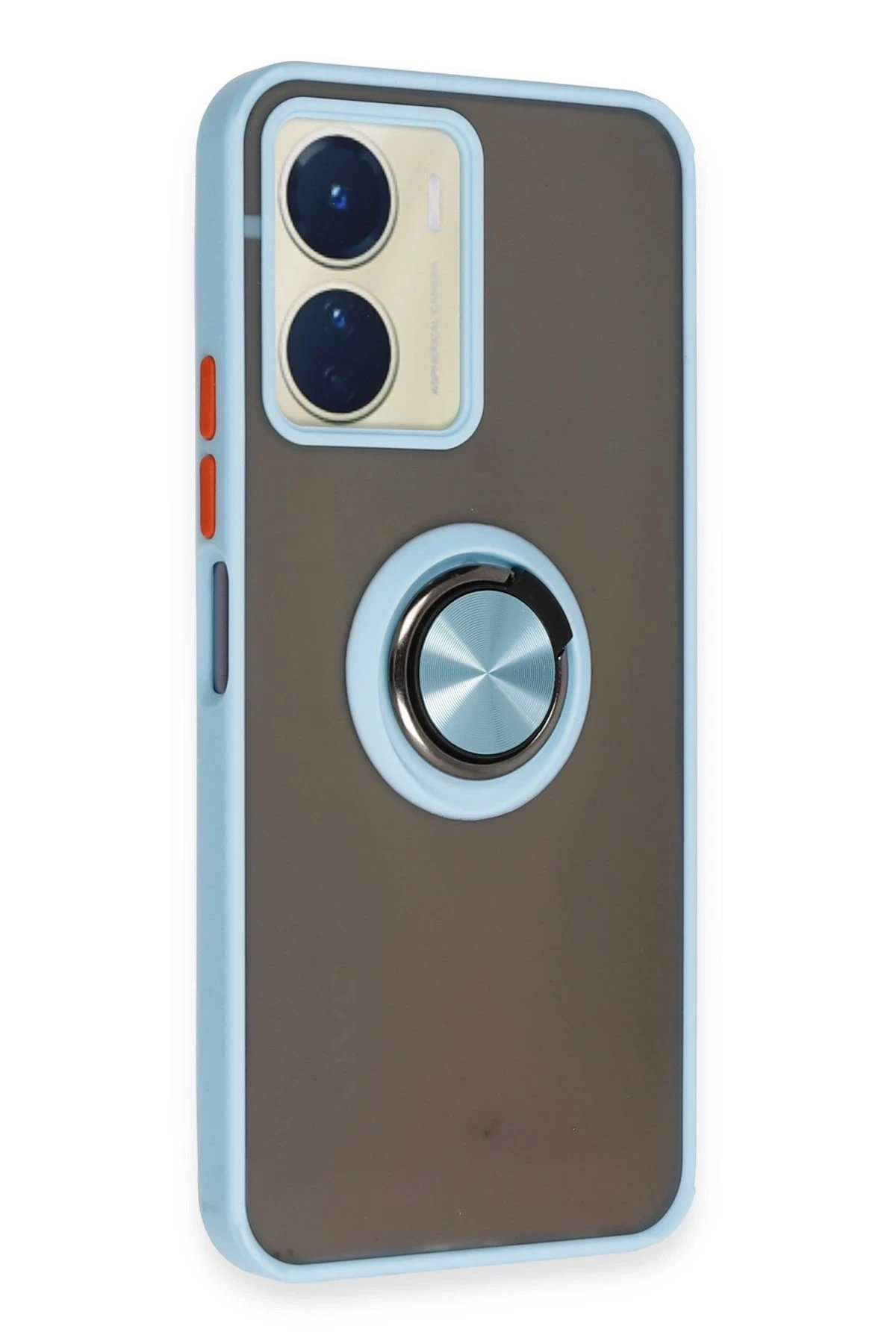 Newface Vivo Y16 Kılıf Montreal Yüzüklü Silikon Kapak - Buz Mavi