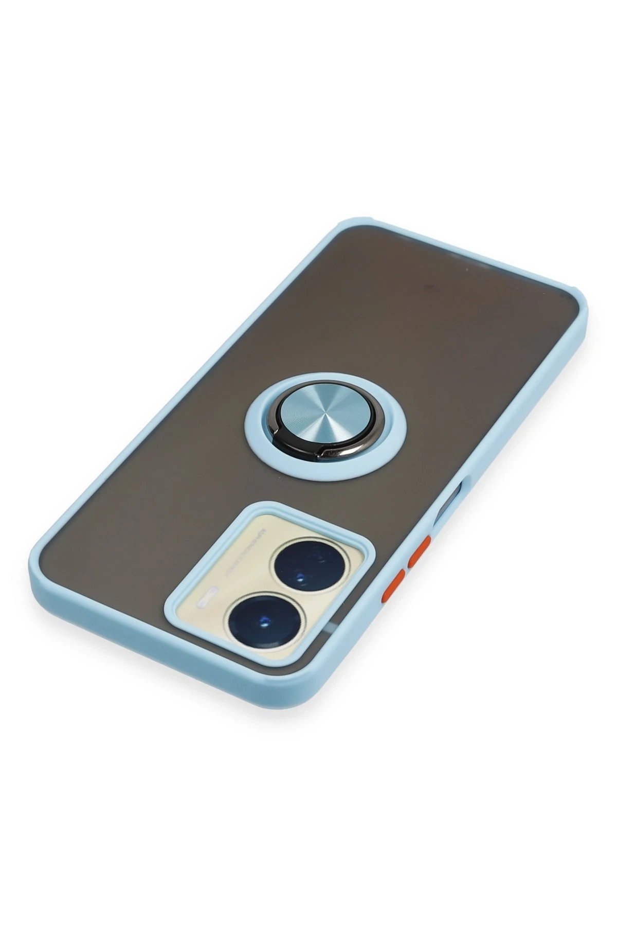 Newface Vivo Y16 Kılıf Montreal Yüzüklü Silikon Kapak - Buz Mavi