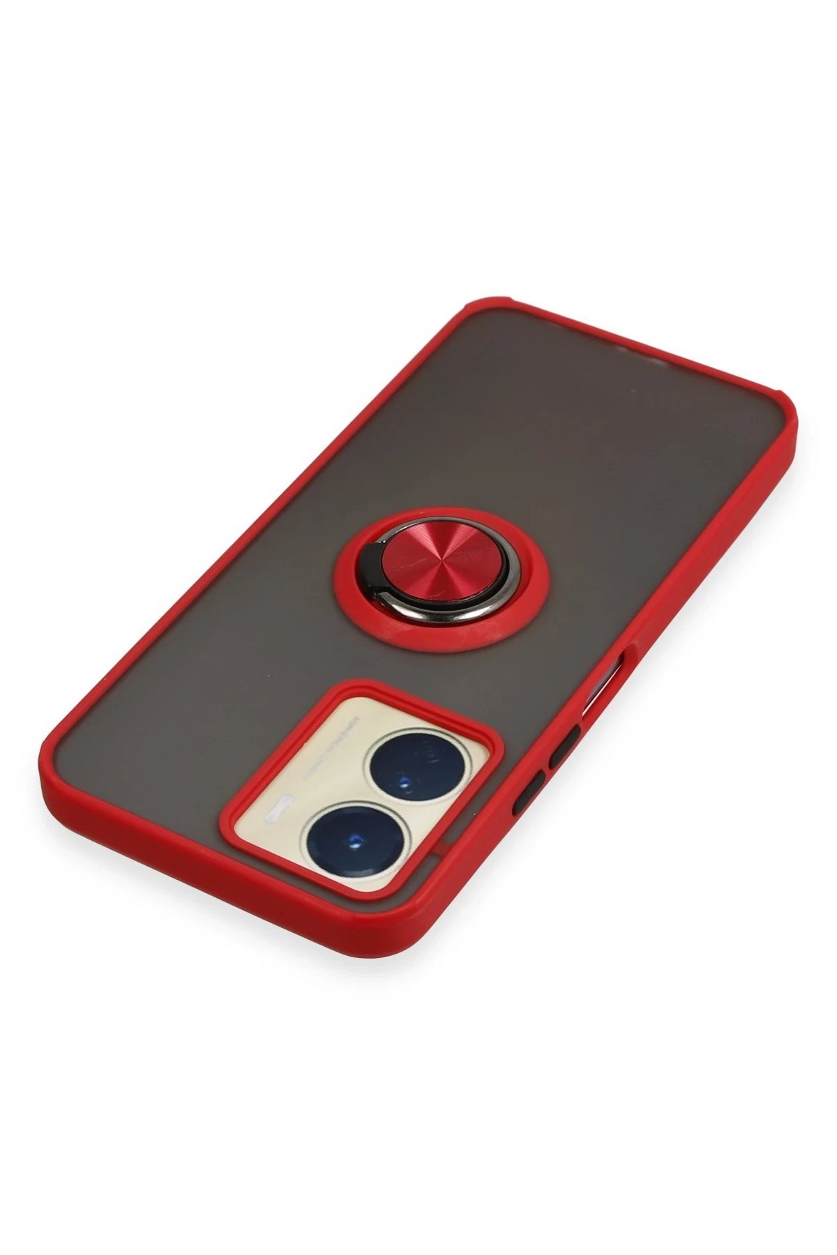 Newface Vivo Y16 Kılıf Montreal Yüzüklü Silikon Kapak - Kırmızı