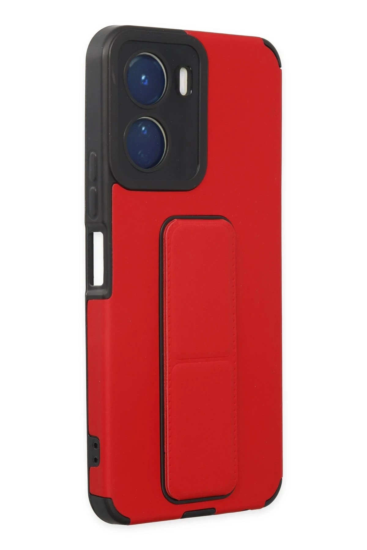 Newface Vivo Y16 Kılıf Mega Standlı Silikon - Kırmızı