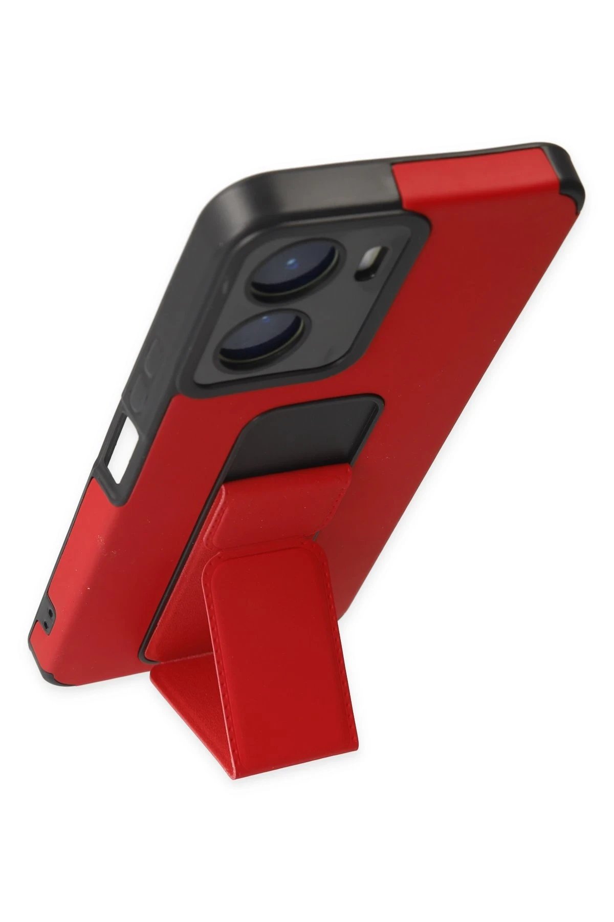 Newface Vivo Y16 Kılıf Mega Standlı Silikon - Kırmızı