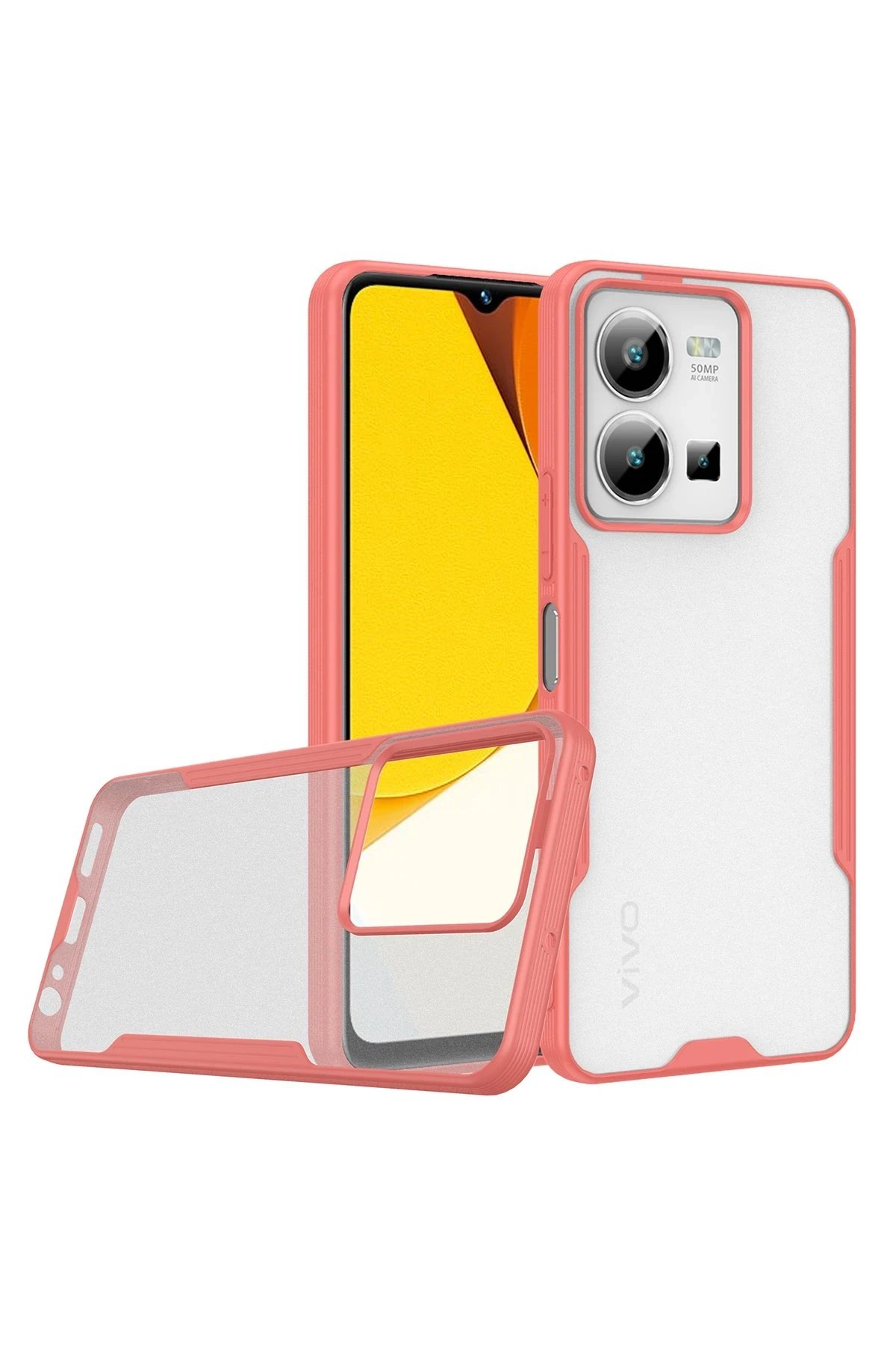 Newface Vivo Y35 Kılıf Platin Silikon - Pembe