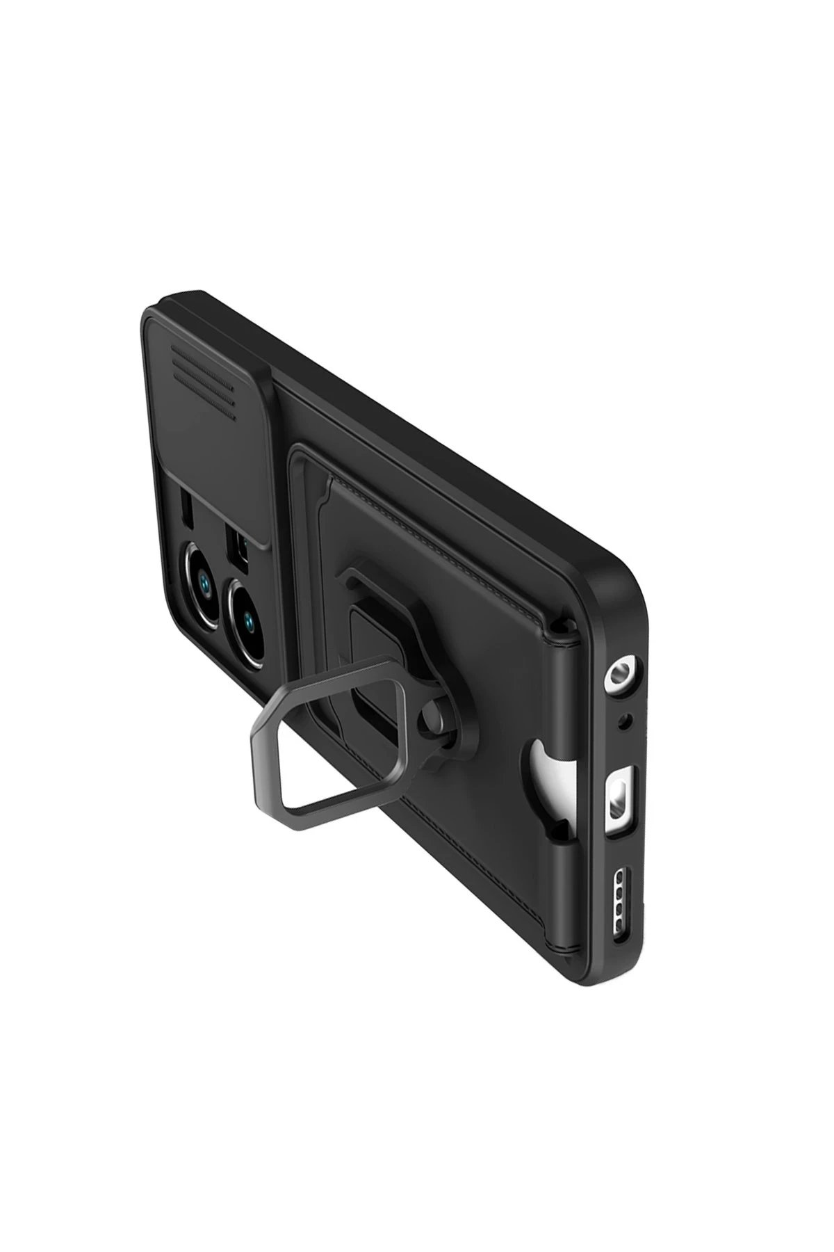 Newface Vivo Y35 Kılıf Zuma Kartvizitli Yüzüklü Silikon - Siyah