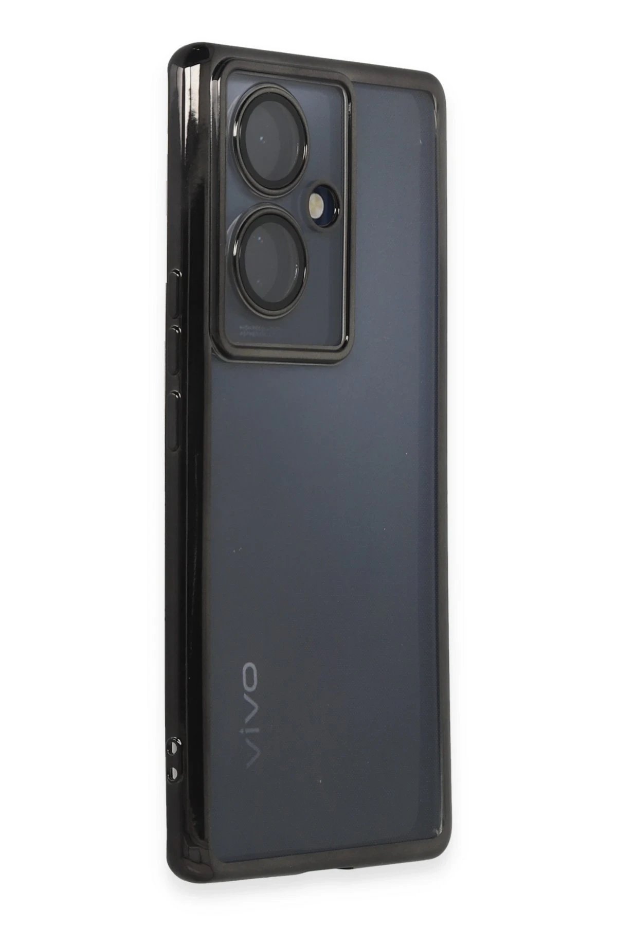 Newface Vivo V29 Lite Kılıf Razer Lensli Silikon - Siyah